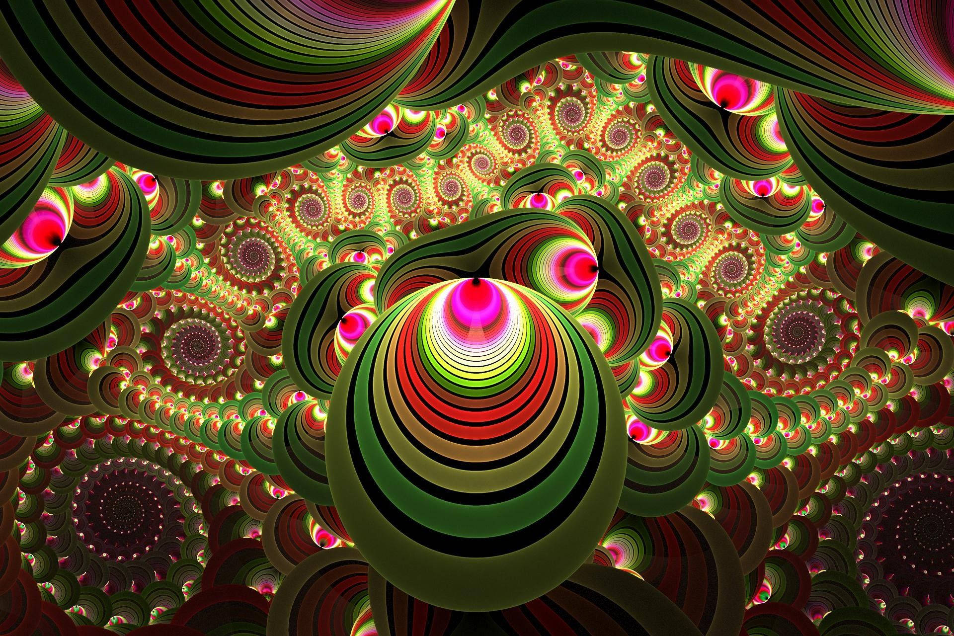 fractal patterns, hypnotic concentric circles, neon pink, Full HD Desktop Wallpaper