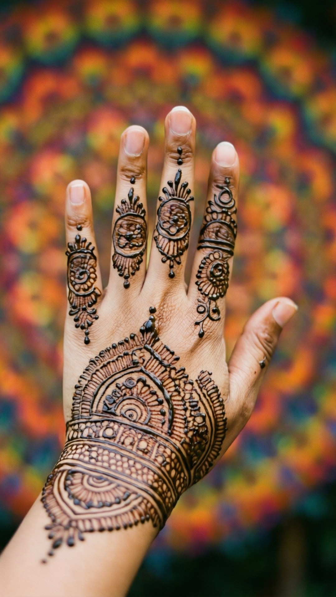 peace sign, henna, dark brown, Full HD Phone Wallpaper