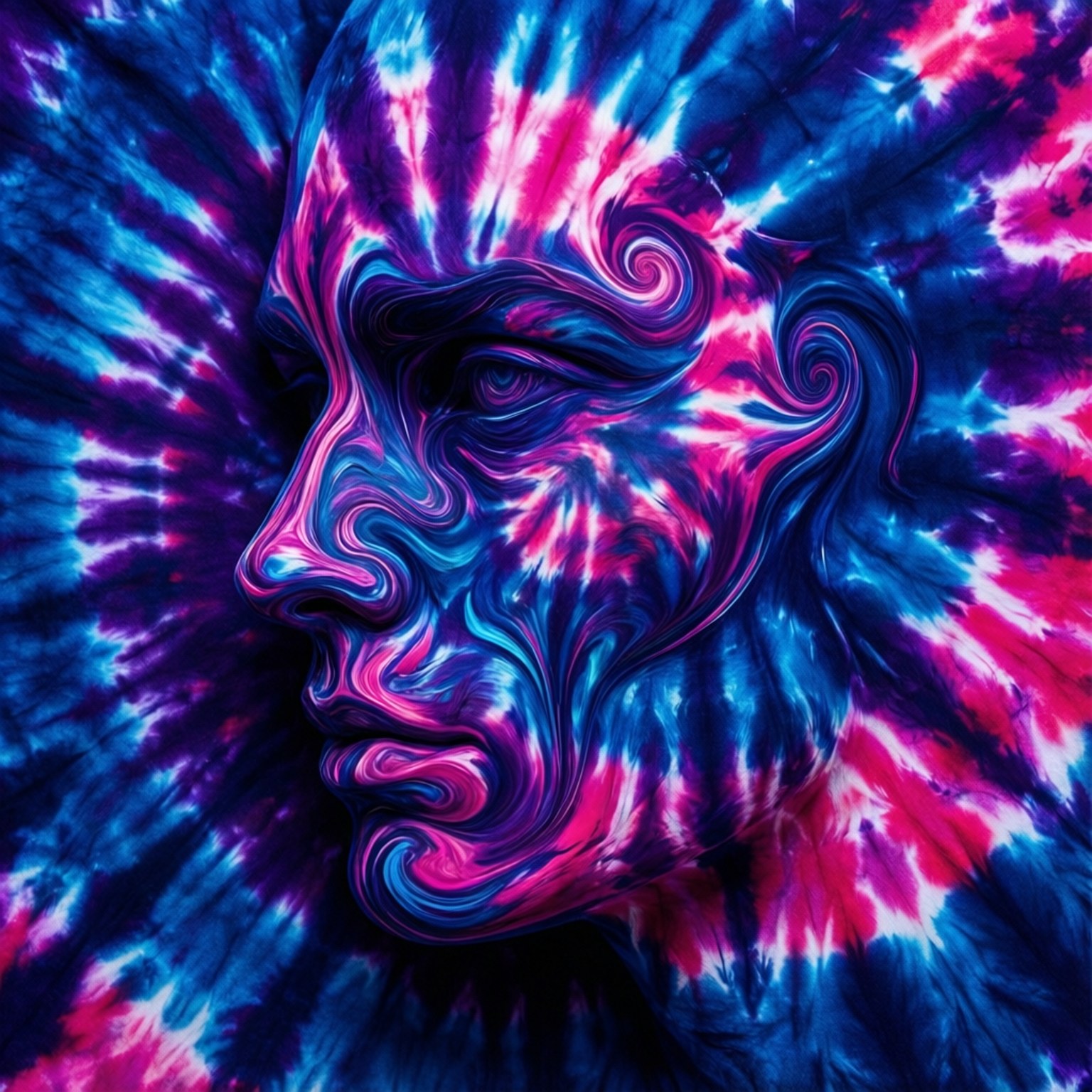 Tie-Dye Face Abstract, vibrant blue, pink, HD Desktop Wallpaper