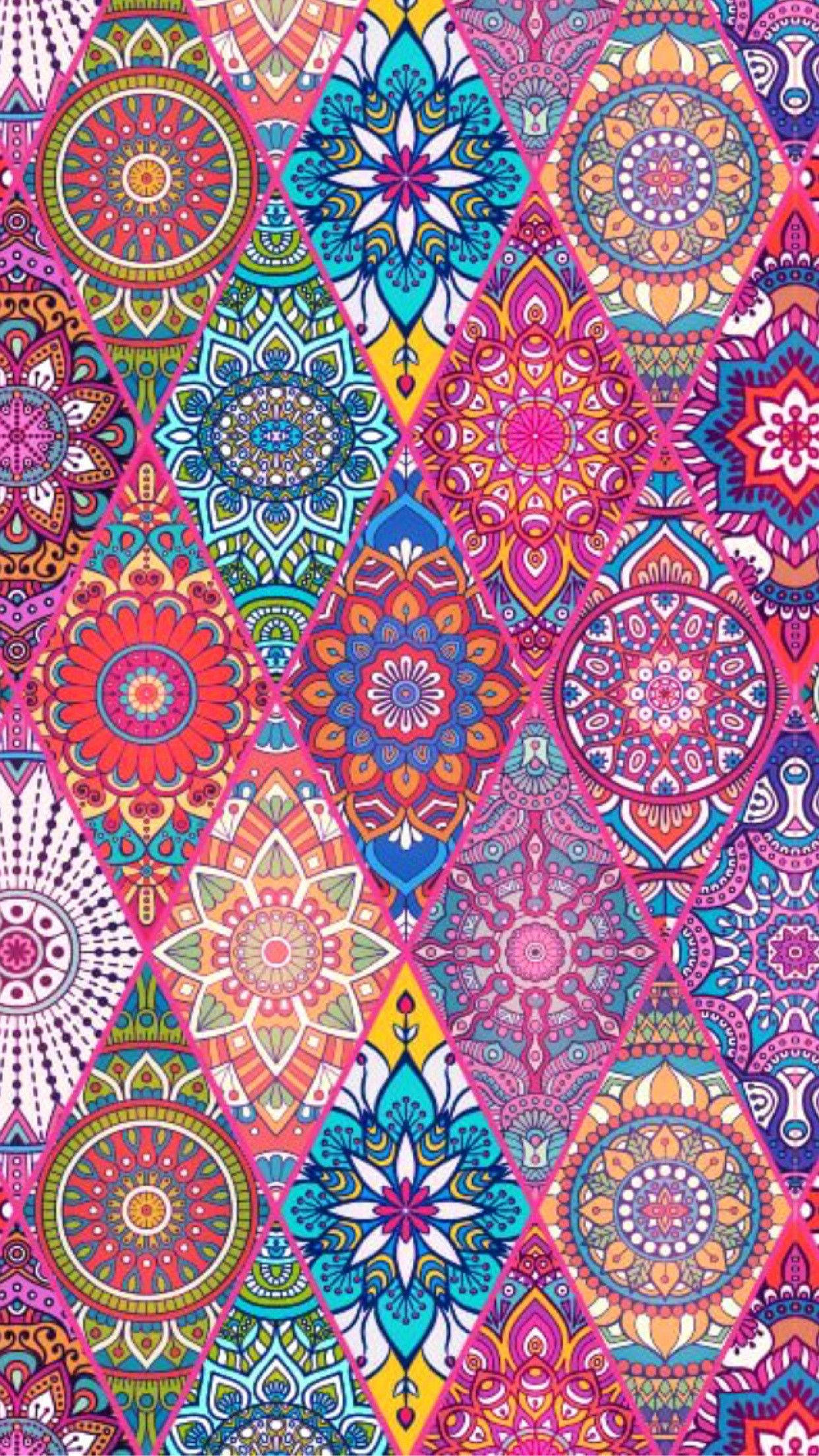 Hippie, diamond flower, geometric mandala patterns, Full HD Phone Wallpaper