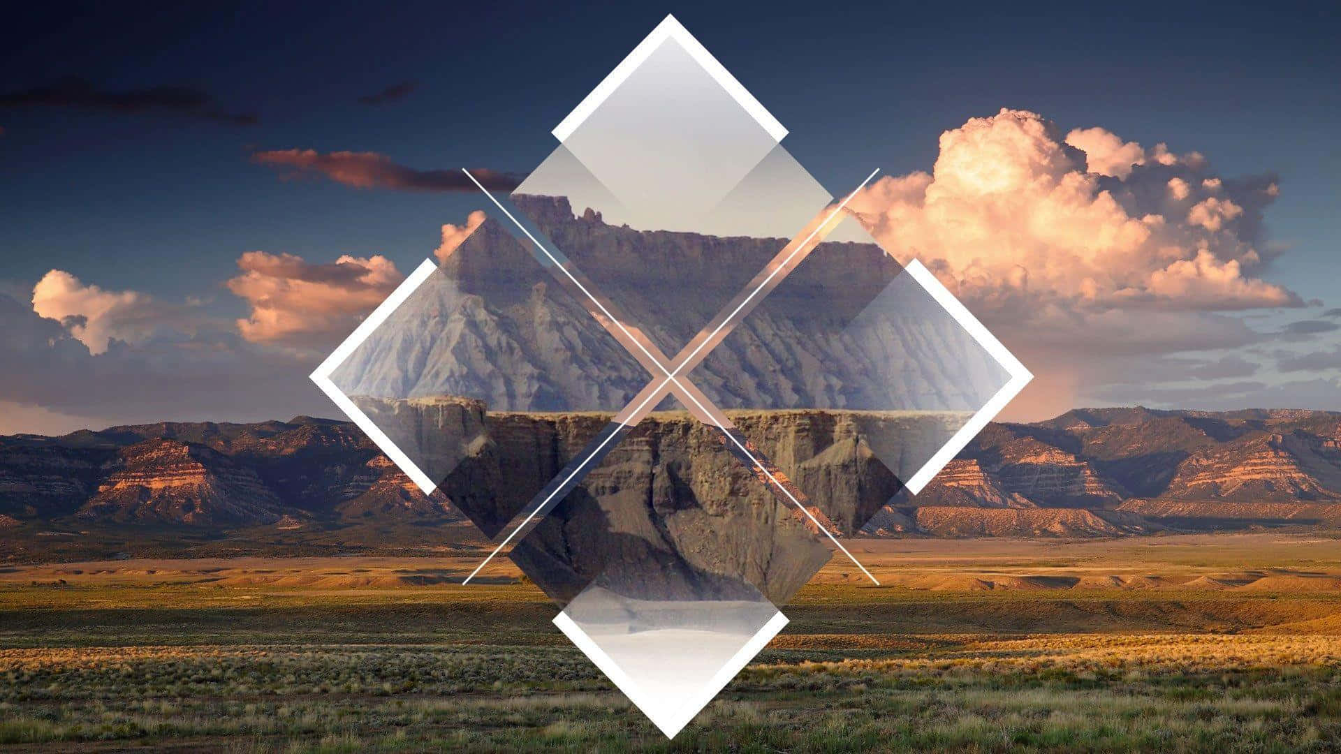 Hipster Polyscapes Desktop, desert canyon landscape, sunset, Full HD Desktop Wallpaper