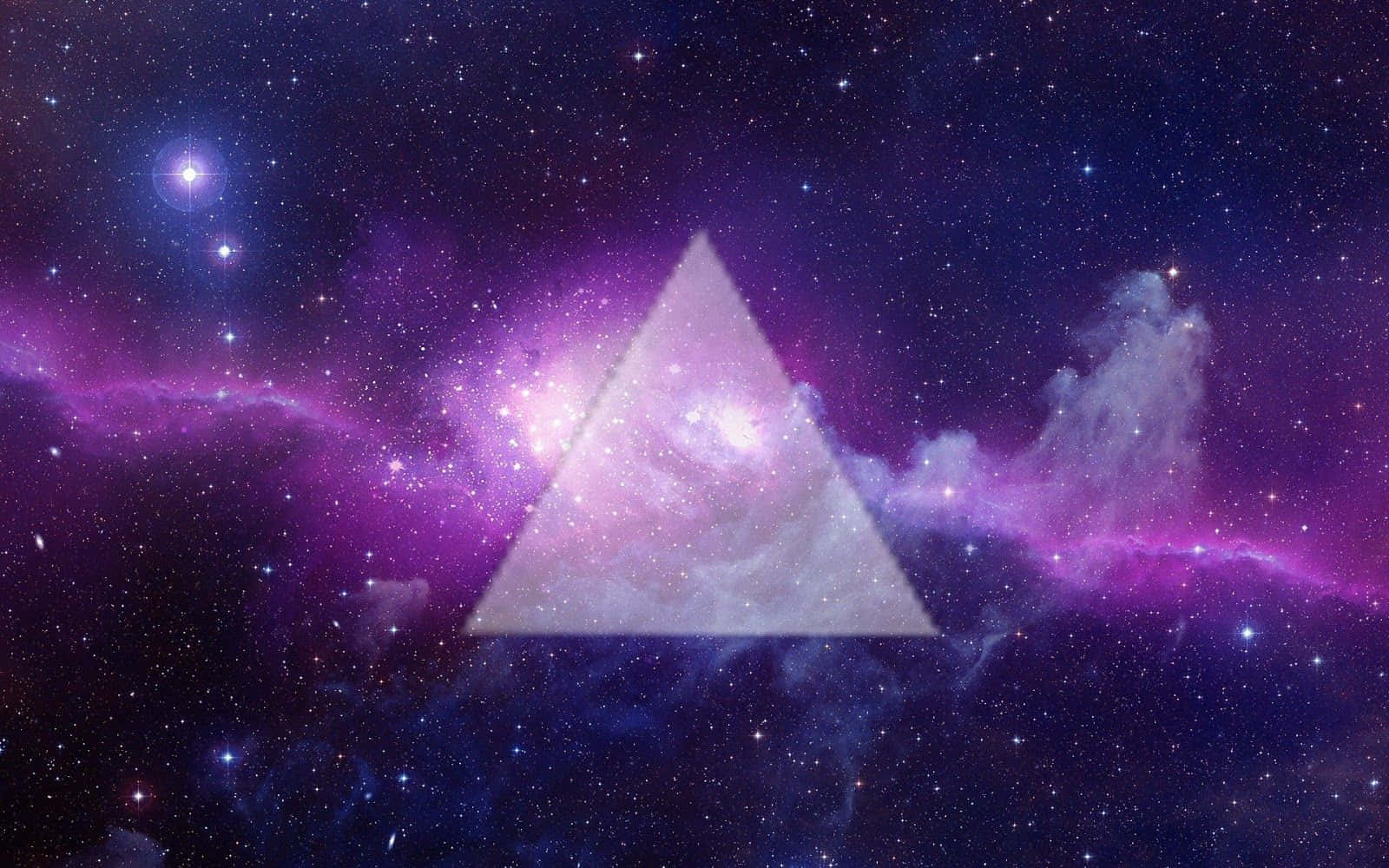 Hipster Galaxy, translucent triangle, purple and blue cosmic clouds, HD Desktop Wallpaper