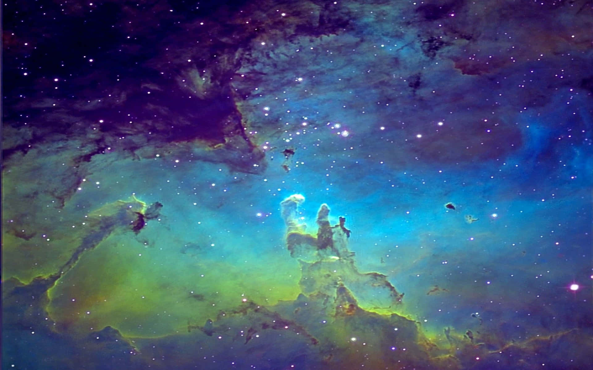 Hipster Galaxy Tumblr, cosmic nebula, glowing blue green and purple clouds, Full HD Desktop Wallpaper