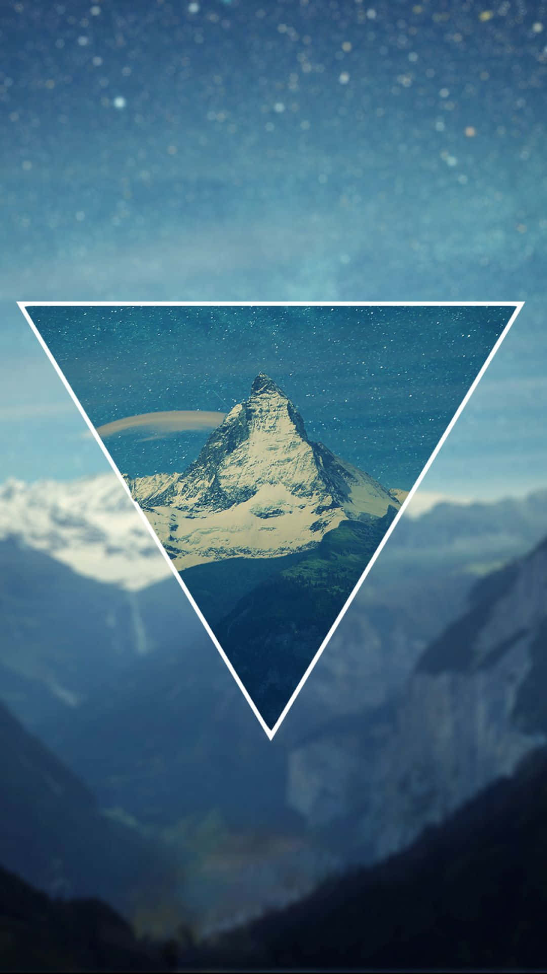 Hipster iPhone, snowcapped mountain peak, white triangle, Full HD Phone Wallpaper