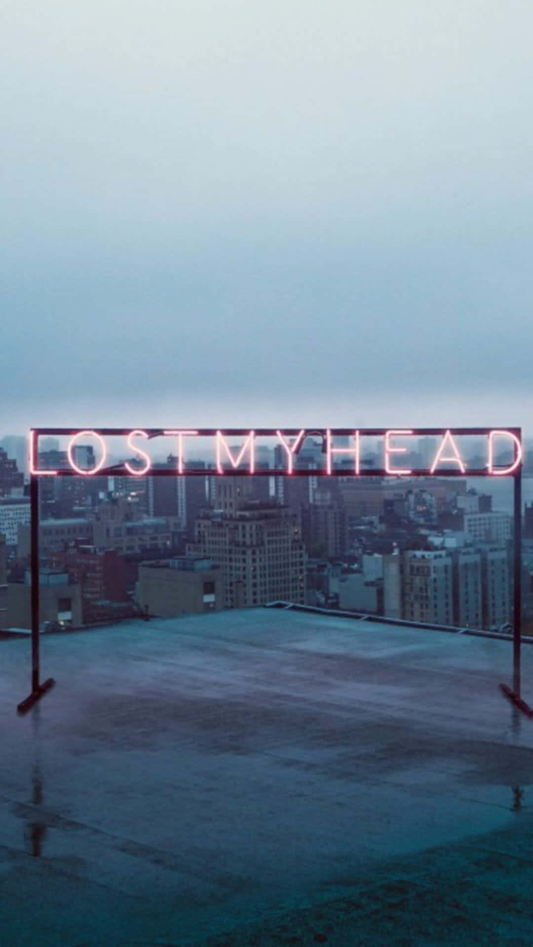 pink neon sign, lost my head, wet rooftop, HD Phone Wallpaper