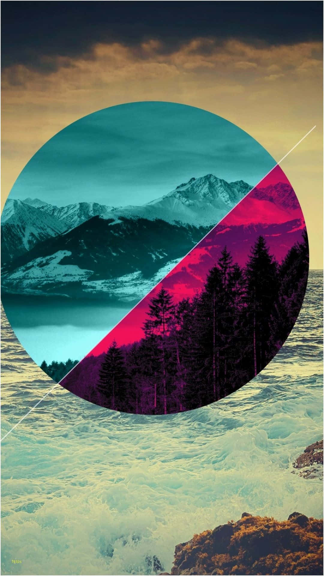 hipster iPhone, teal, magenta, Full HD Phone Wallpaper