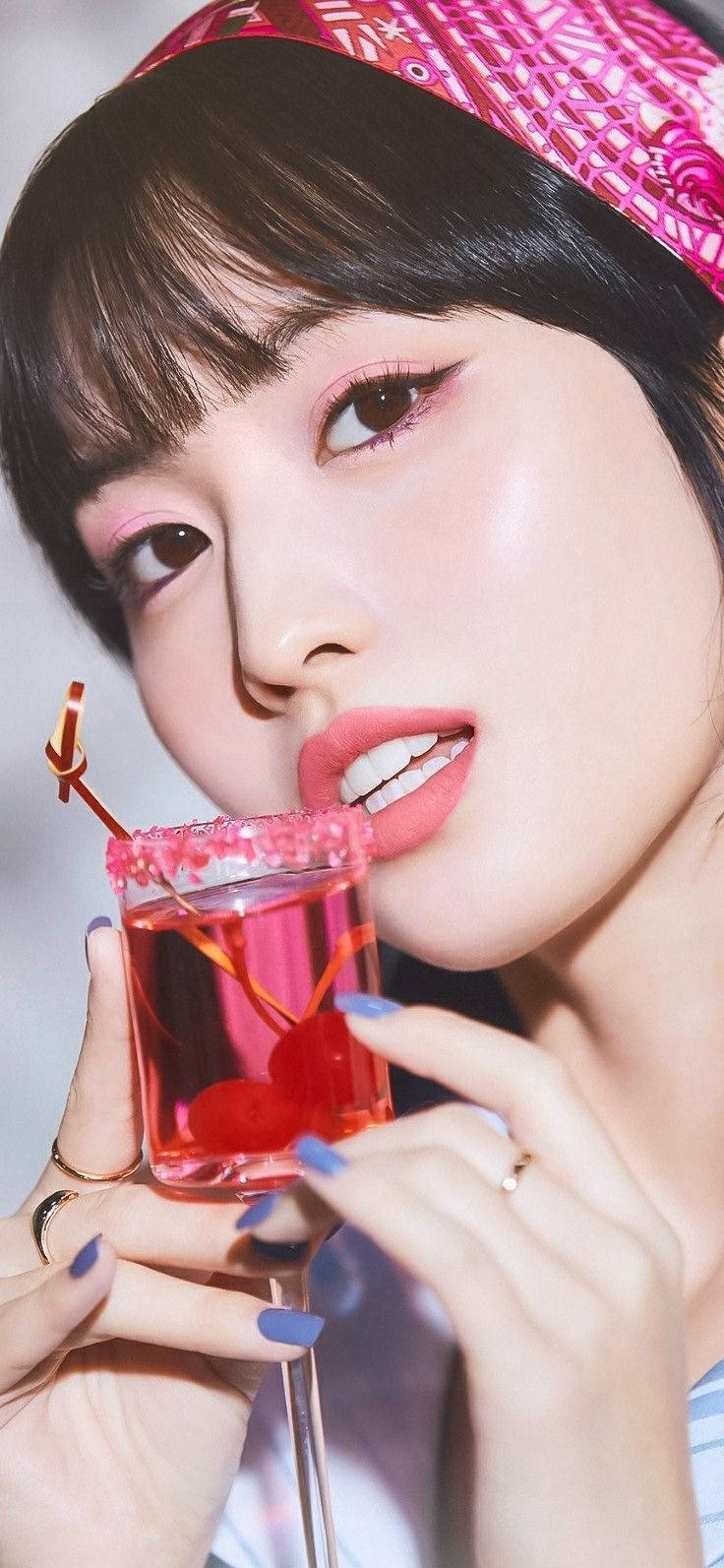 Hirai Momo, pink makeup, headband, HD Phone Wallpaper