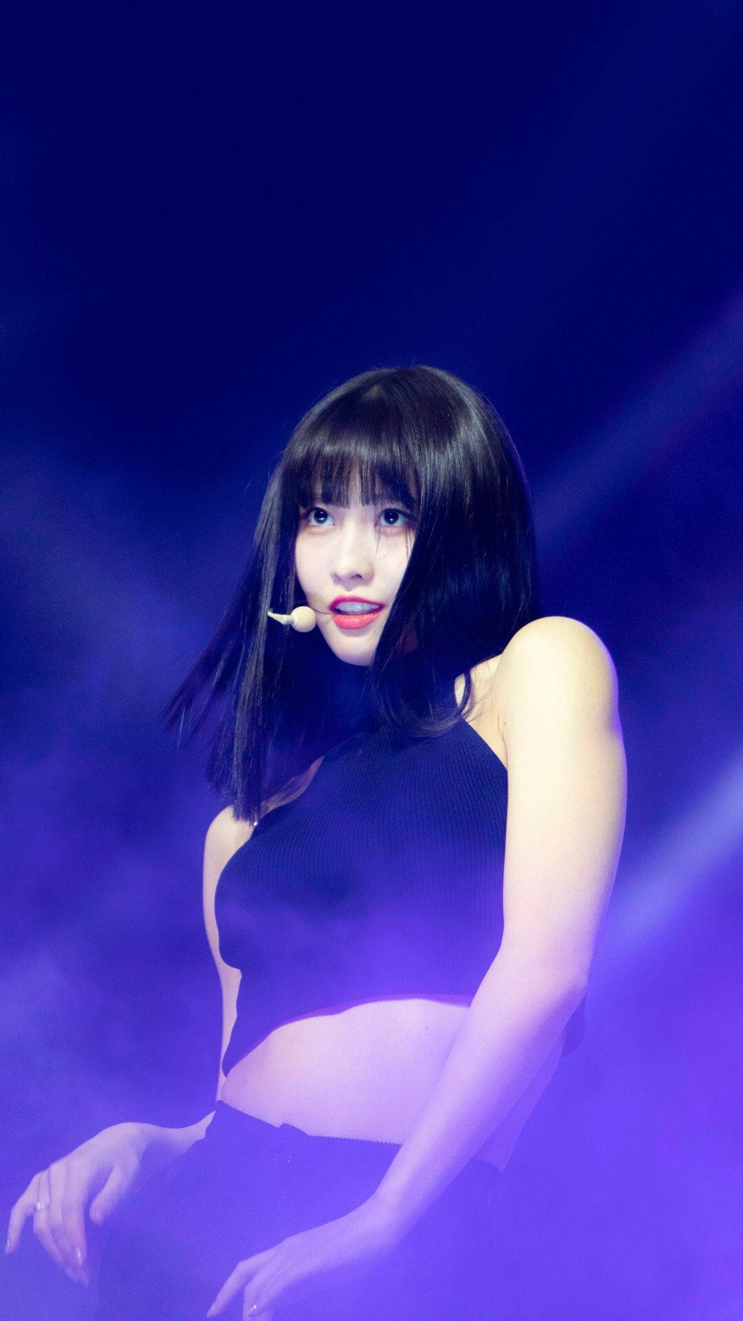 Hirai Momo, purple stage lights, smoke effects, Full HD Phone Wallpaper