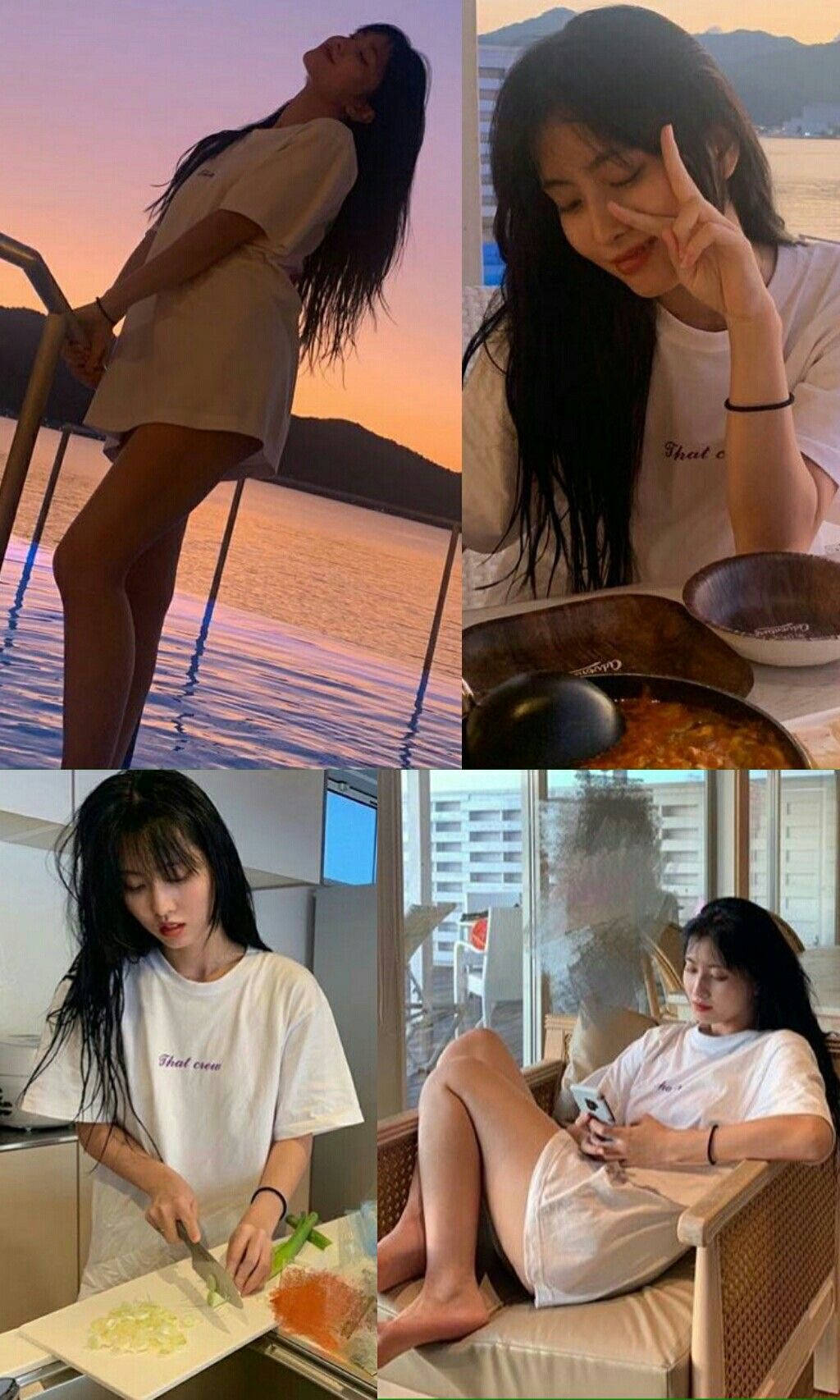 Hirai Momo, white shirt, serene sunset, HD Phone Wallpaper