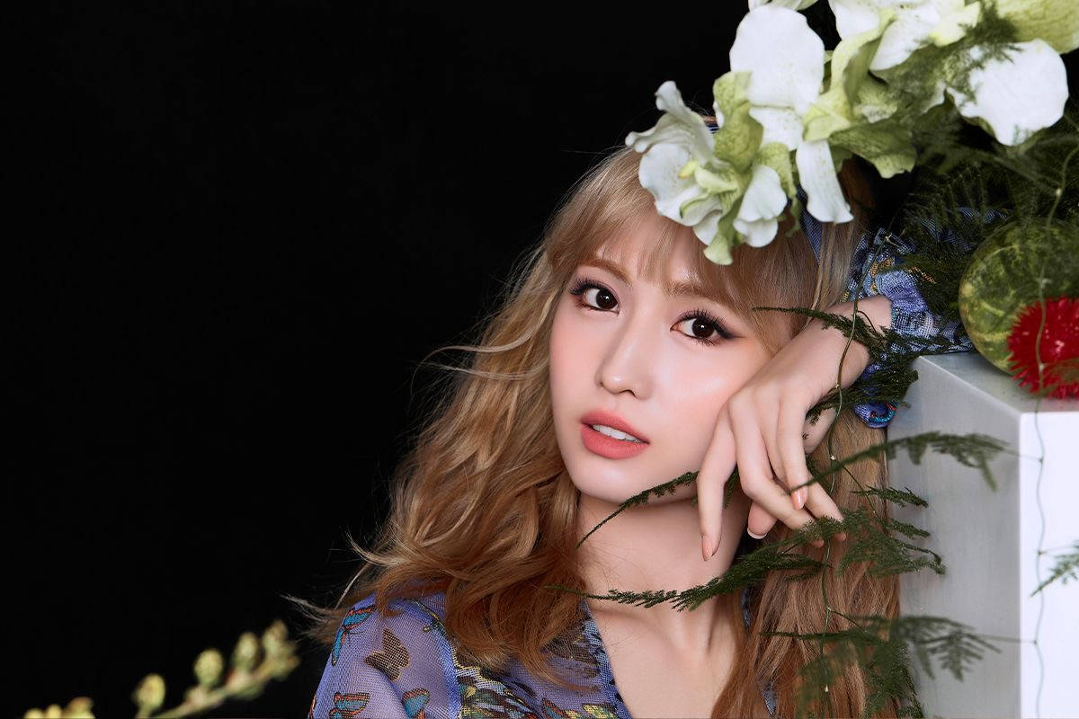 Hirai Momo, floral crown, blonde hair, SD Desktop Wallpaper
