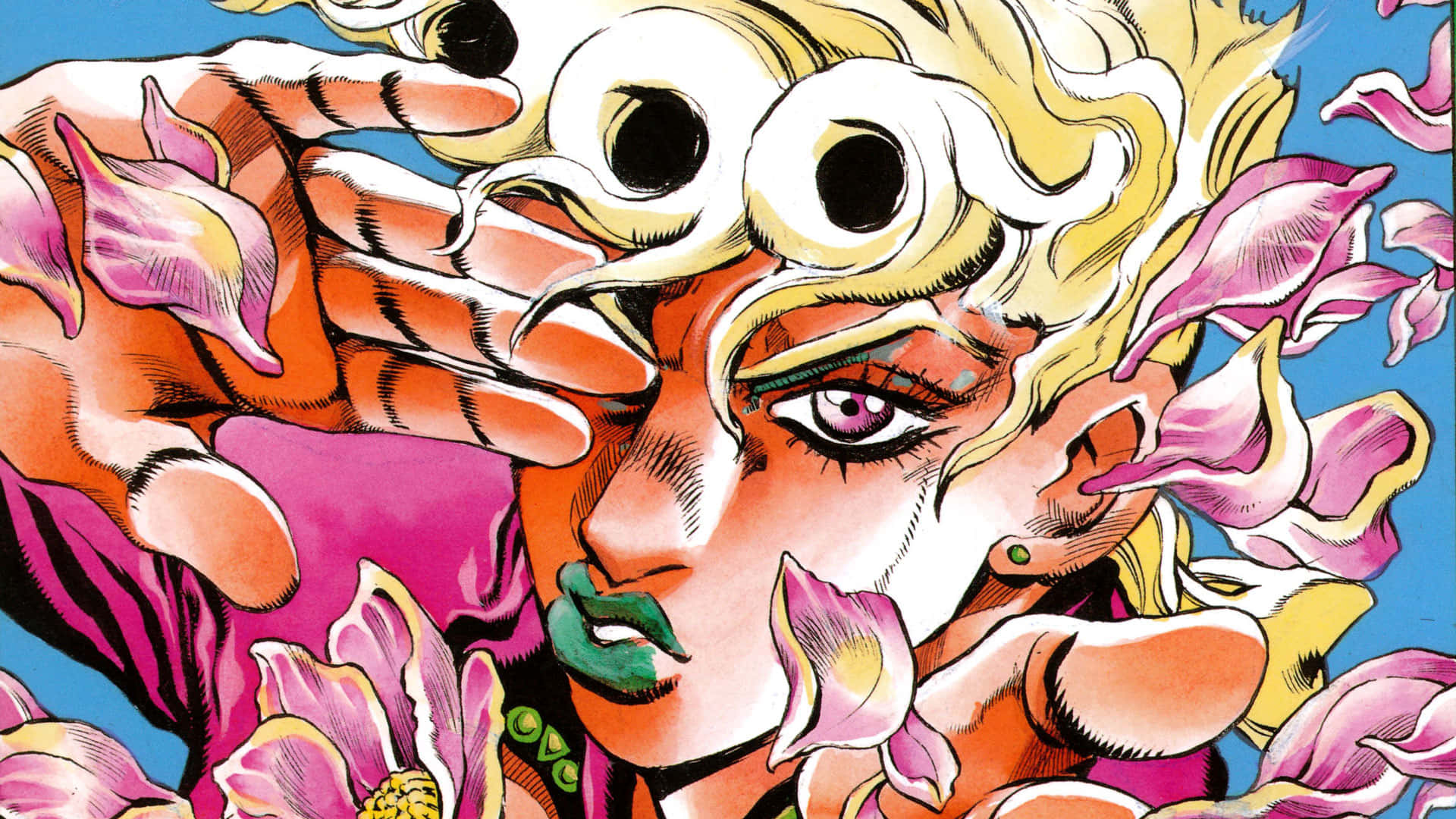 Hirohiko Araki, manga-style character, blonde hair, Full HD Desktop Wallpaper