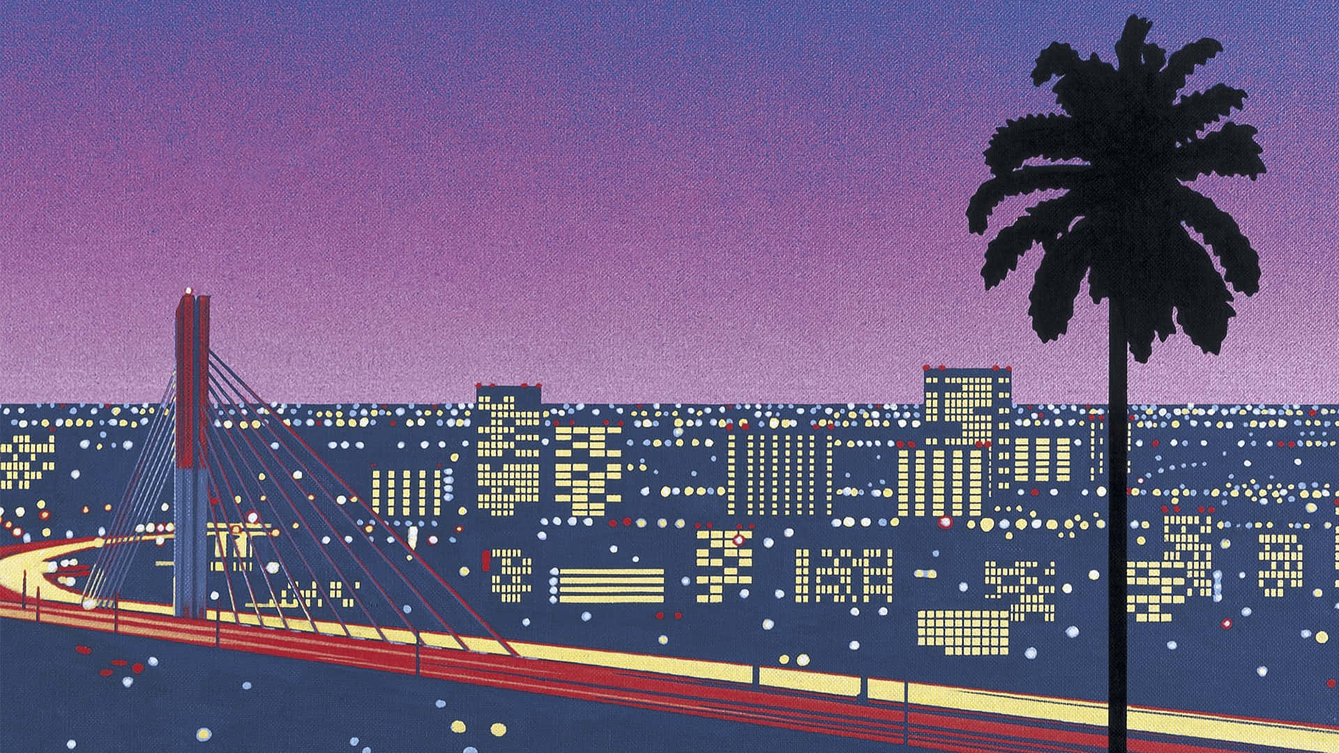 Hiroshi Nagai, cityscape, sunset, Full HD Desktop Wallpaper