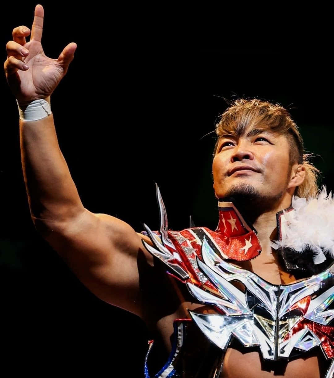 Hiroshi Tanahashi, red and silver costume, muscular wrestler, SD Phone Wallpaper