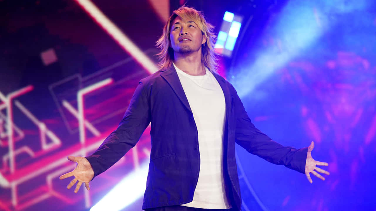 Hiroshi Tanahashi, dark blazer, vibrant stage, HD Desktop Wallpaper