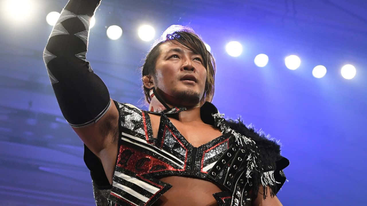 Hiroshi Tanahashi, black red and silver sequined outfit, bright stage lights, HD Desktop Wallpaper
