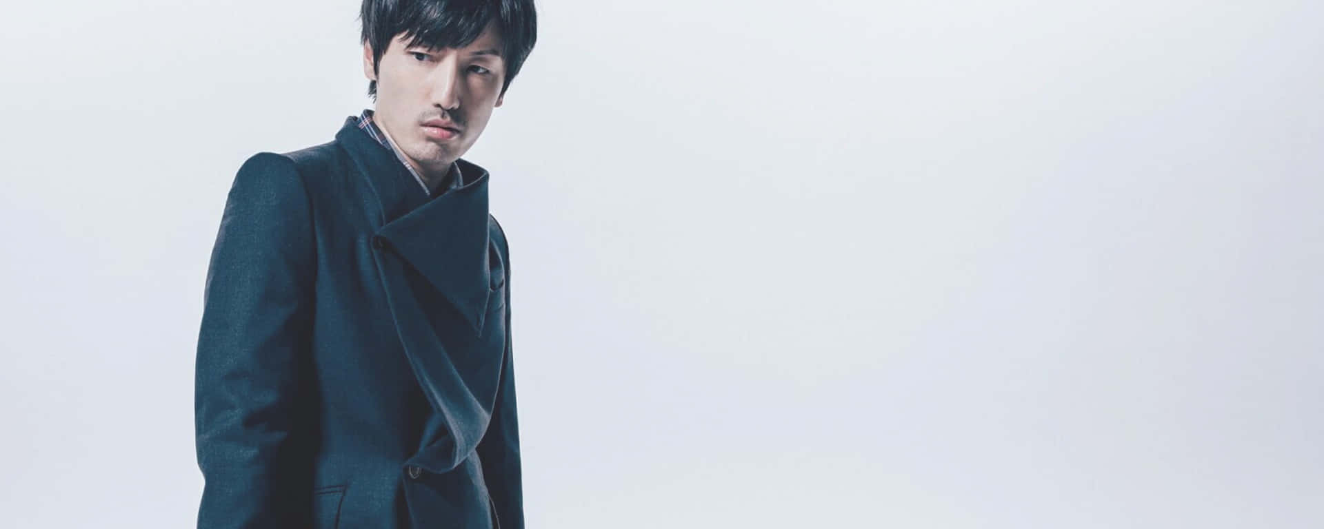 Hiroyuki Sawano, dark coat, plain white background, Full HD Desktop Wallpaper