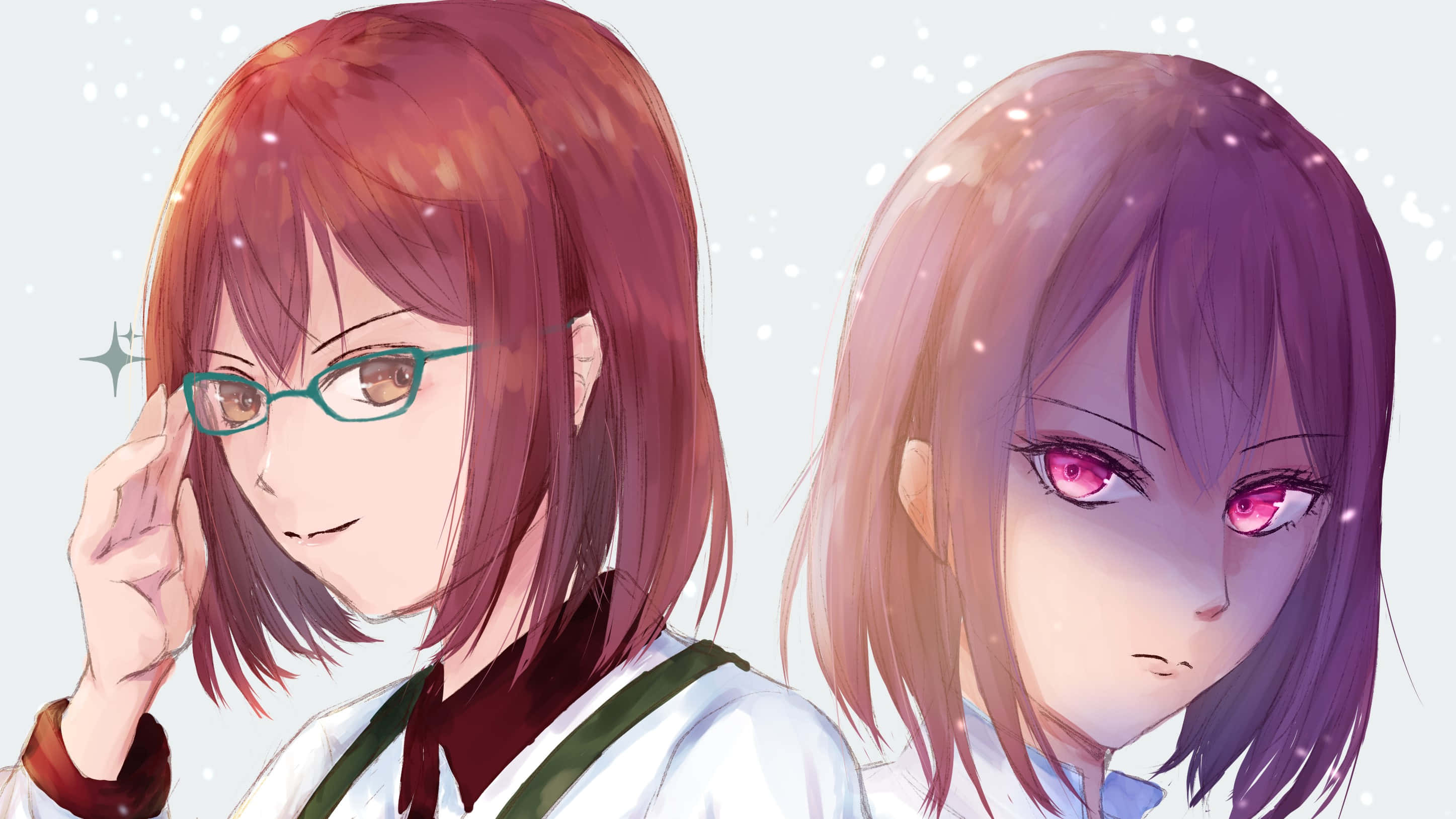 Hisako Arato, red and purple hair, glasses, 2K Desktop Wallpaper