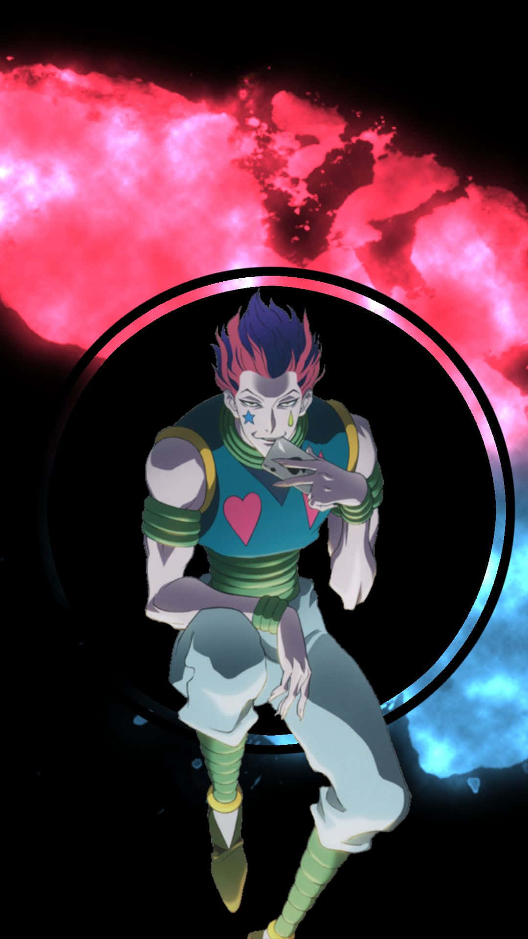 Hisoka, spiky purple hair, heart tattoos, Full HD Phone Wallpaper