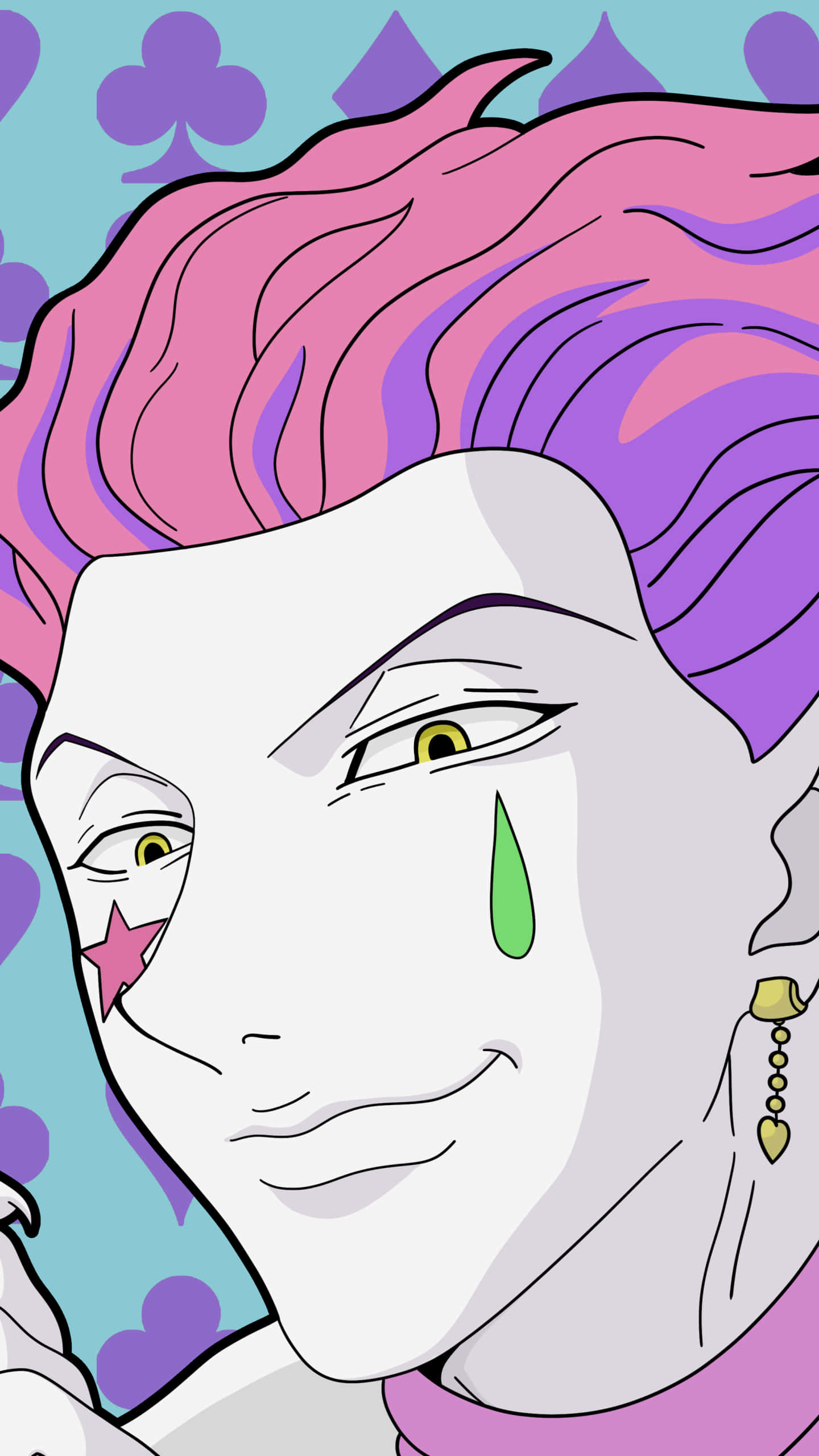 Hisoka, iPhone, pink and purple hair, 2K Phone Wallpaper