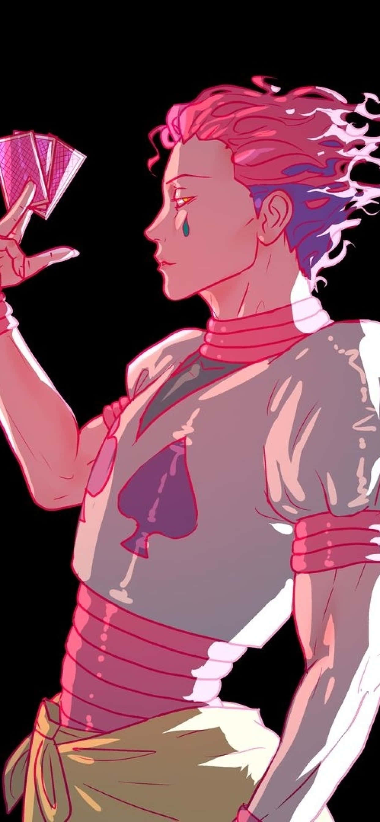 Hisoka, iPhone, pink hair, 2K Phone Wallpaper