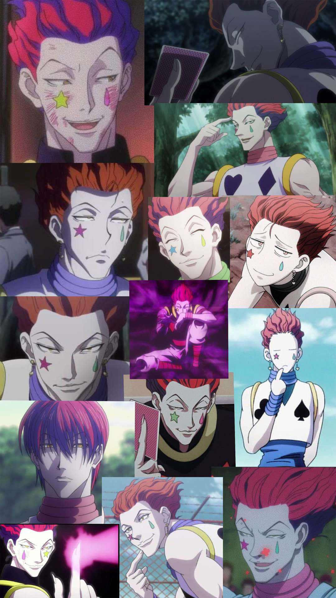 Hisoka iPhone, red-haired character, star and heart face markings, Full HD Phone Wallpaper