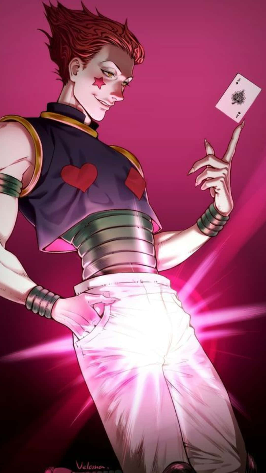 Hisoka, ace of spades, red hair, Full HD Phone Wallpaper