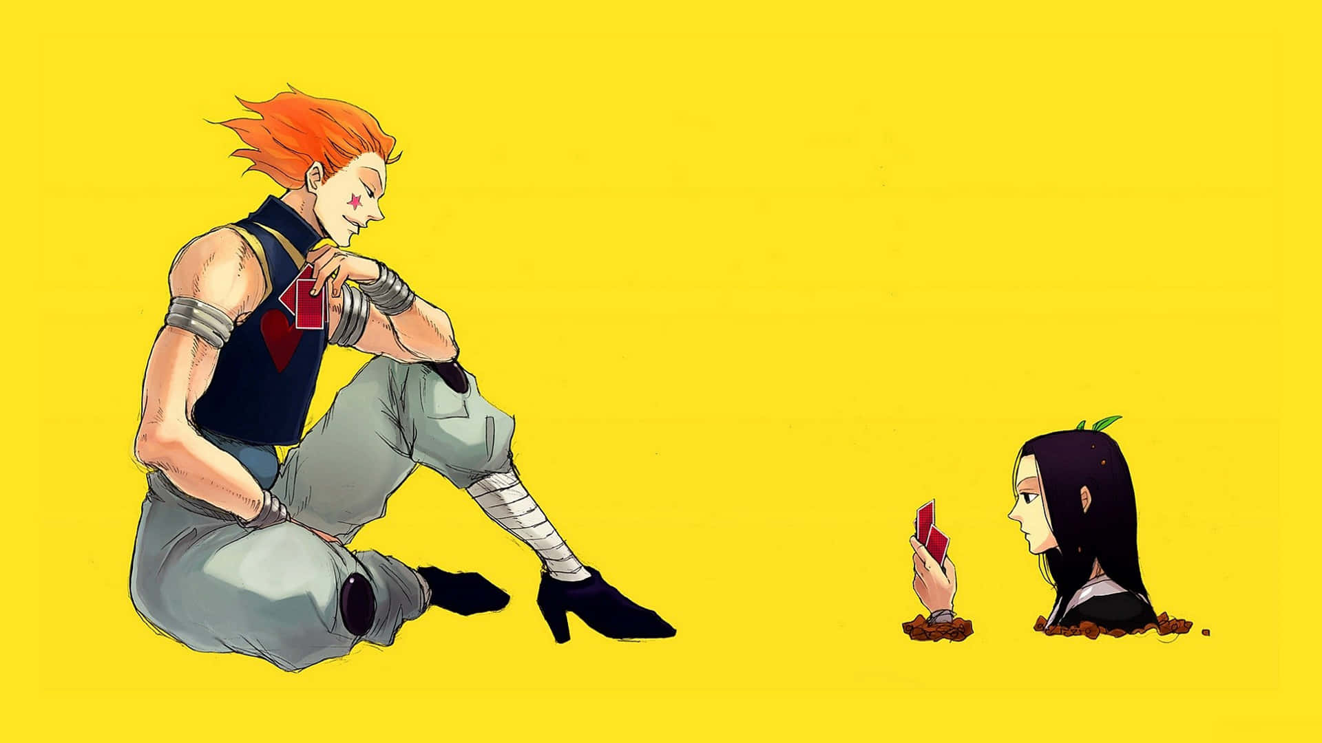 Hisoka Morow, orange hair, black hair, Full HD Desktop Wallpaper