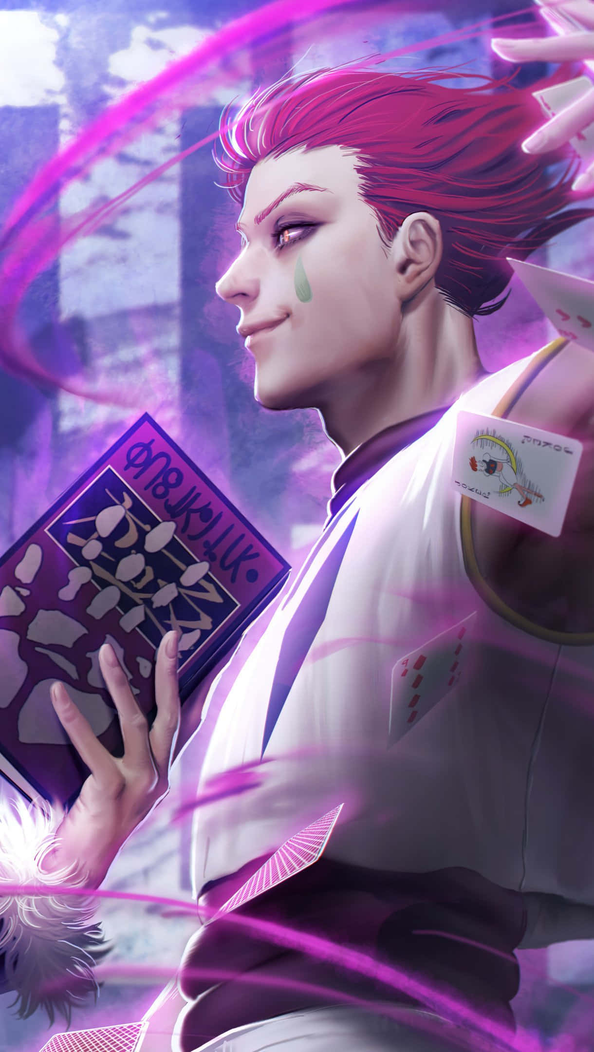 Hisoka Morow, pink hair, green tear, Full HD Phone Wallpaper