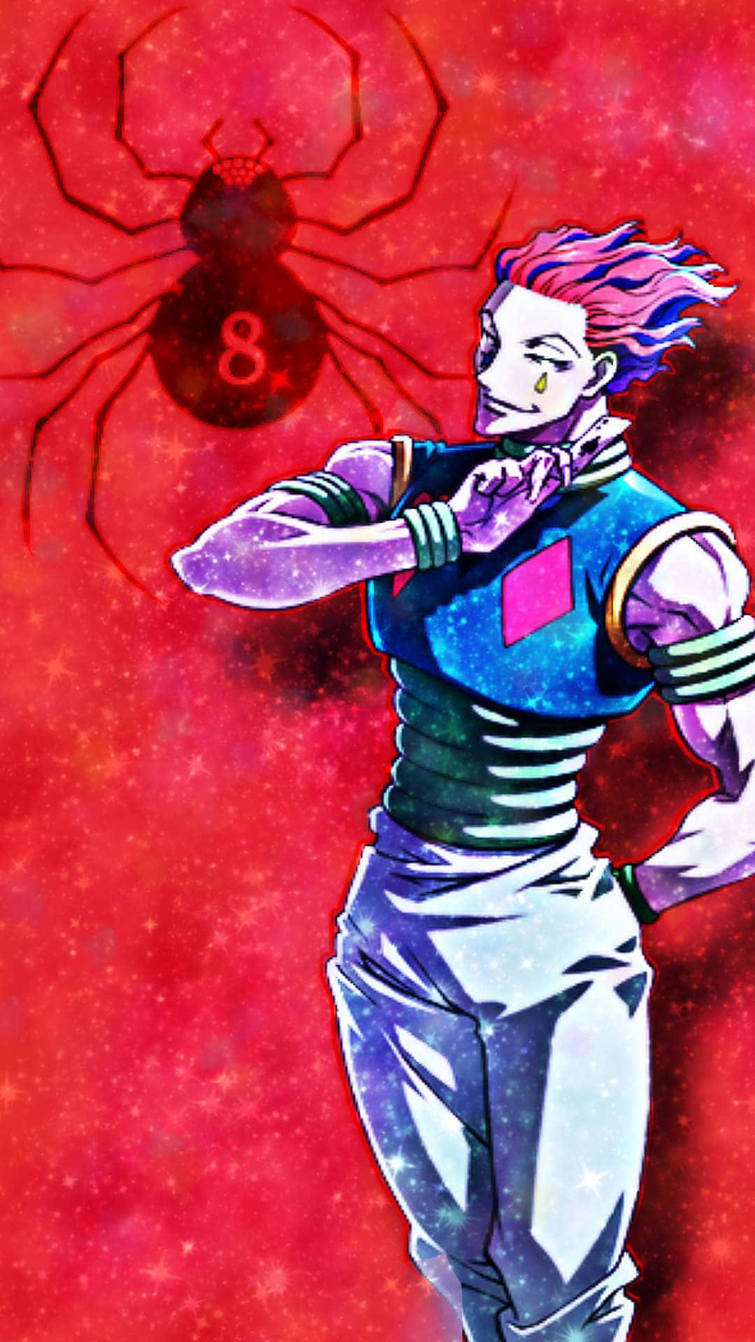 Hisoka Morow, pink hair, starry blue outfit, Full HD Phone Wallpaper
