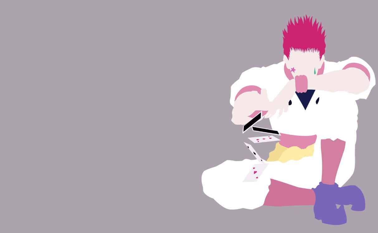 Hisoka Morow, pink hair, white outfit, SD Desktop Wallpaper