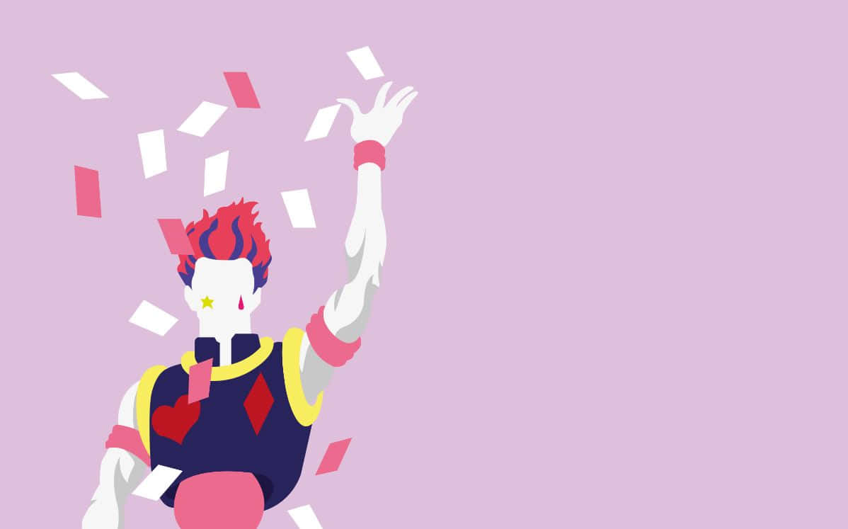 Hisoka Morow, red hair, playing card symbols, SD Desktop Wallpaper