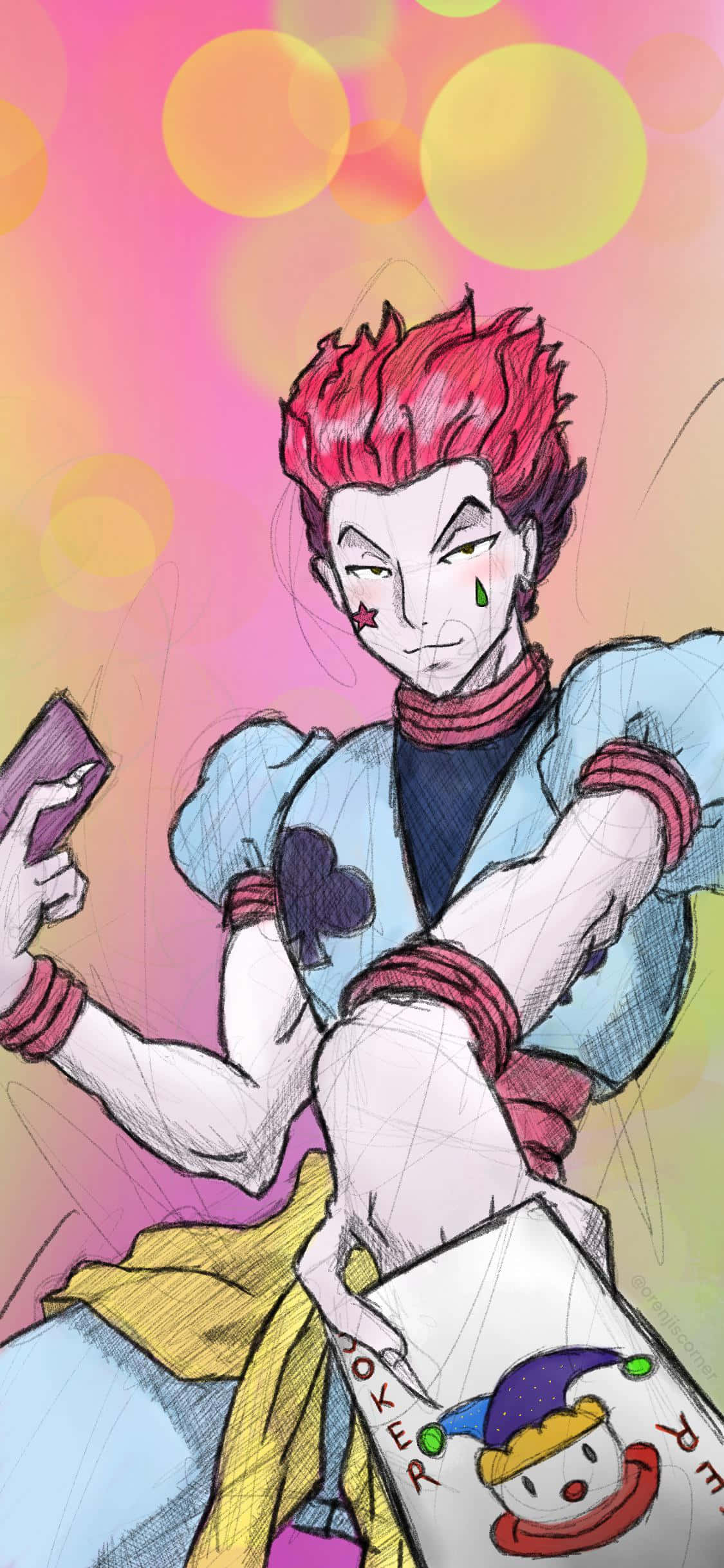 Hisoka Morow, spiky red hair, mischievous grin, Full HD Phone Wallpaper