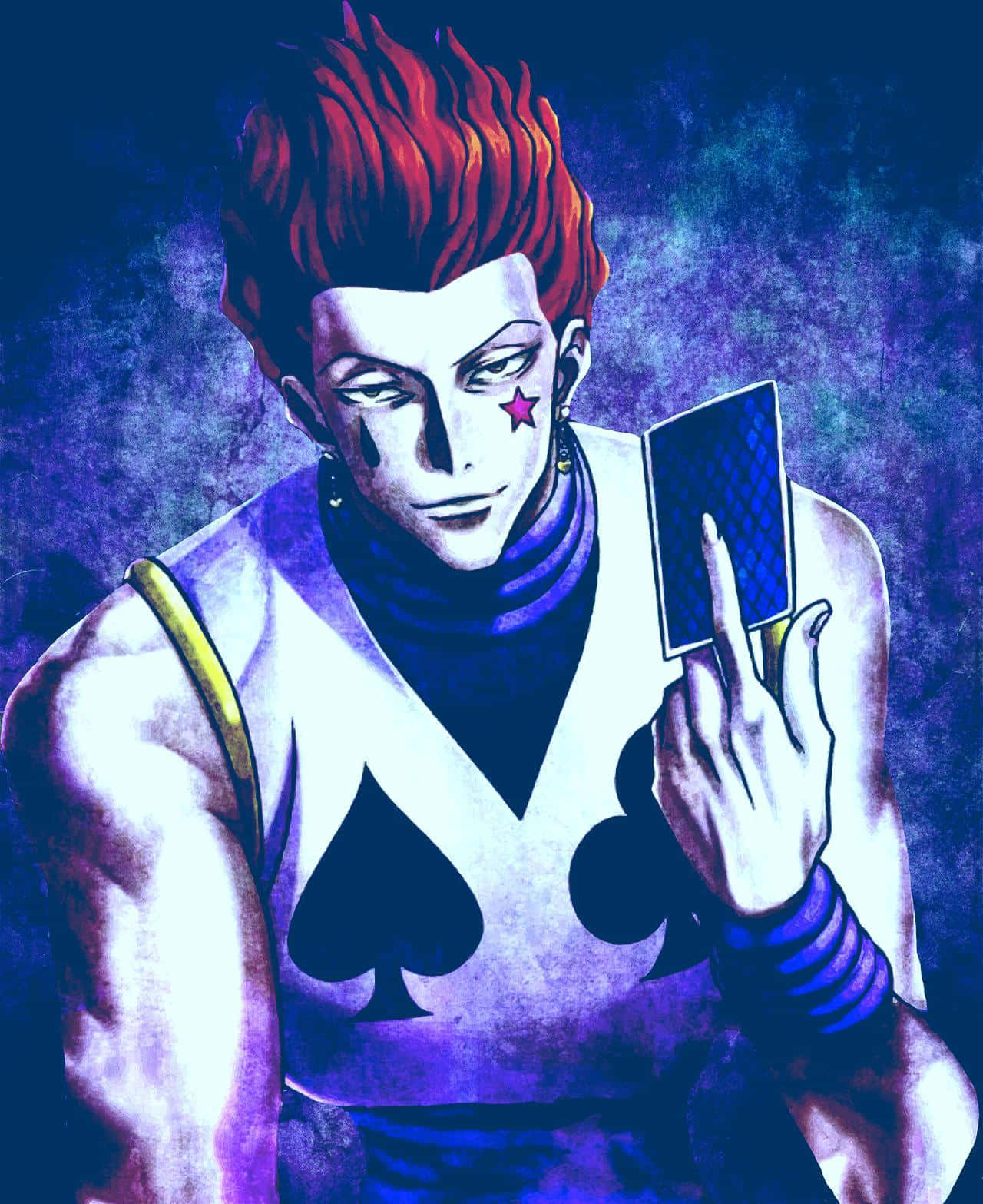 Hisoka Morow, fiery red hair, star tattoo, HD Phone Wallpaper
