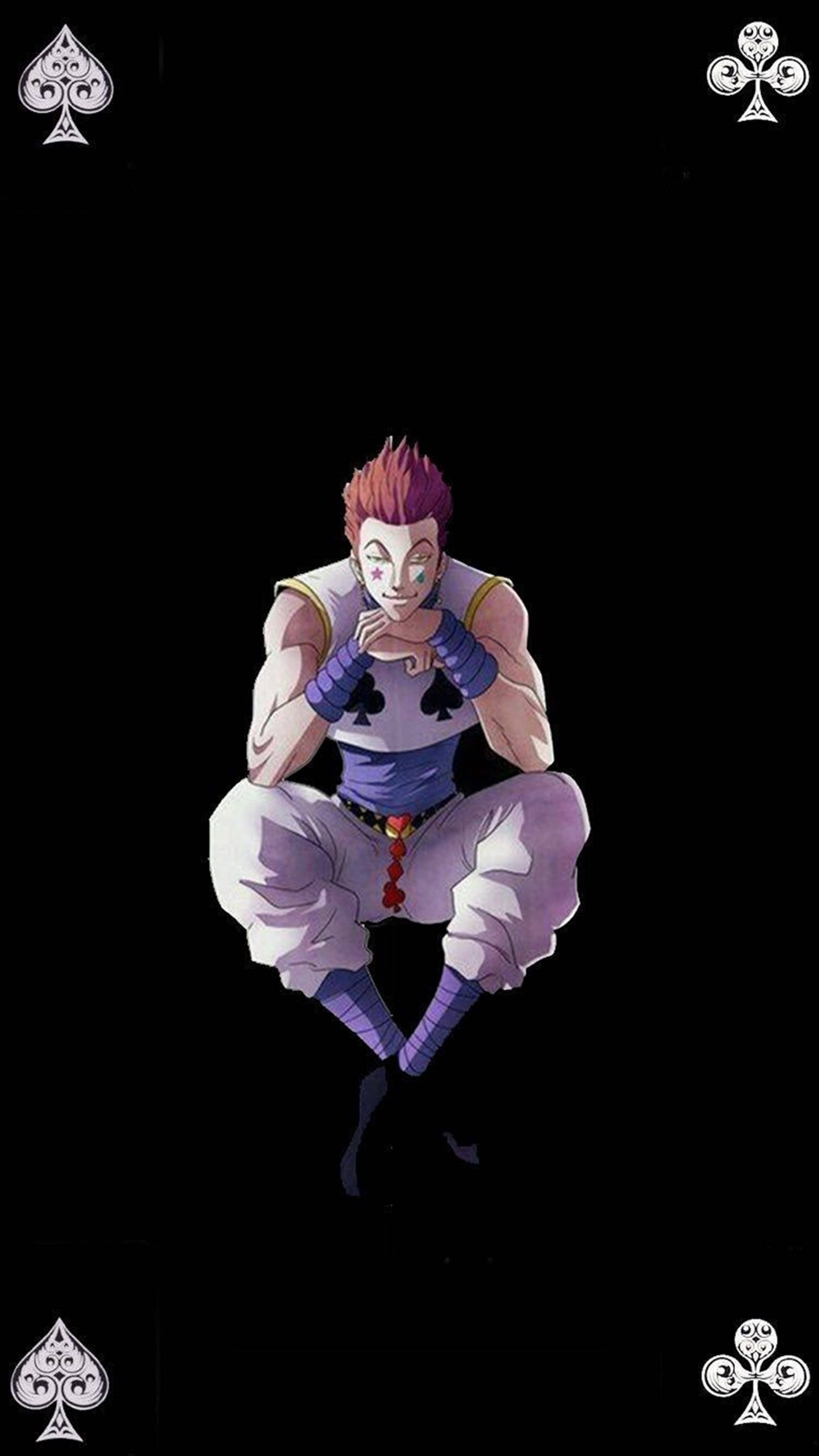 Hisoka Morow, spiky red hair, black background, 4K Phone Wallpaper
