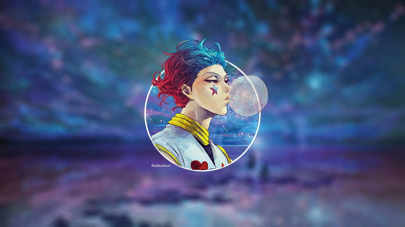 Hisoka, red and blue hair, bubblegum bubble, HD Desktop Wallpaper