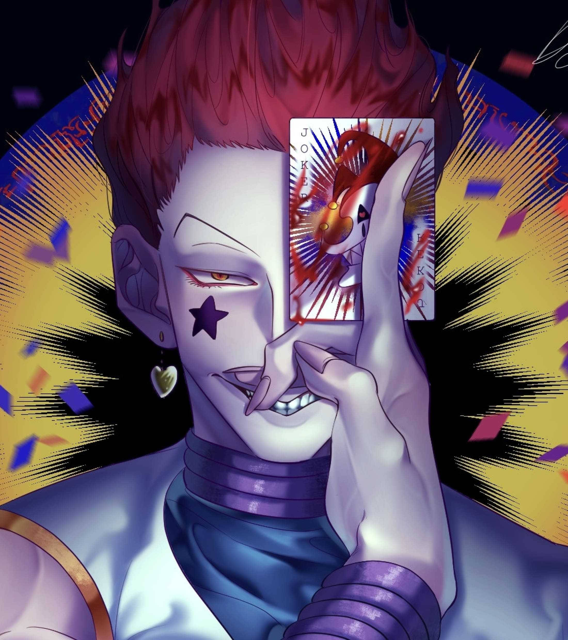 Hisoka, 4K, joker card, Full HD Phone Wallpaper