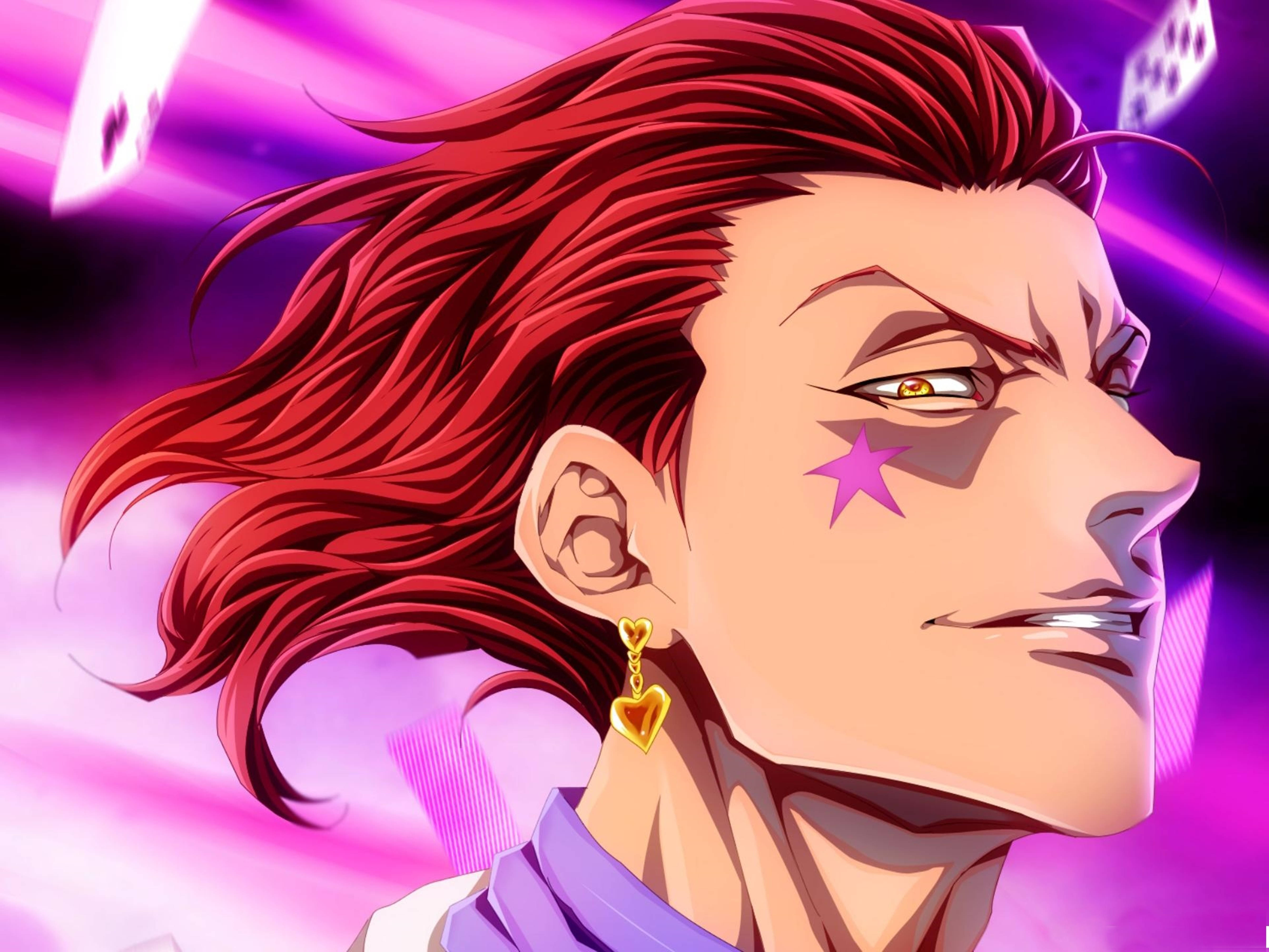 Hisoka, red hair, star tattoo, 5K Desktop Wallpaper