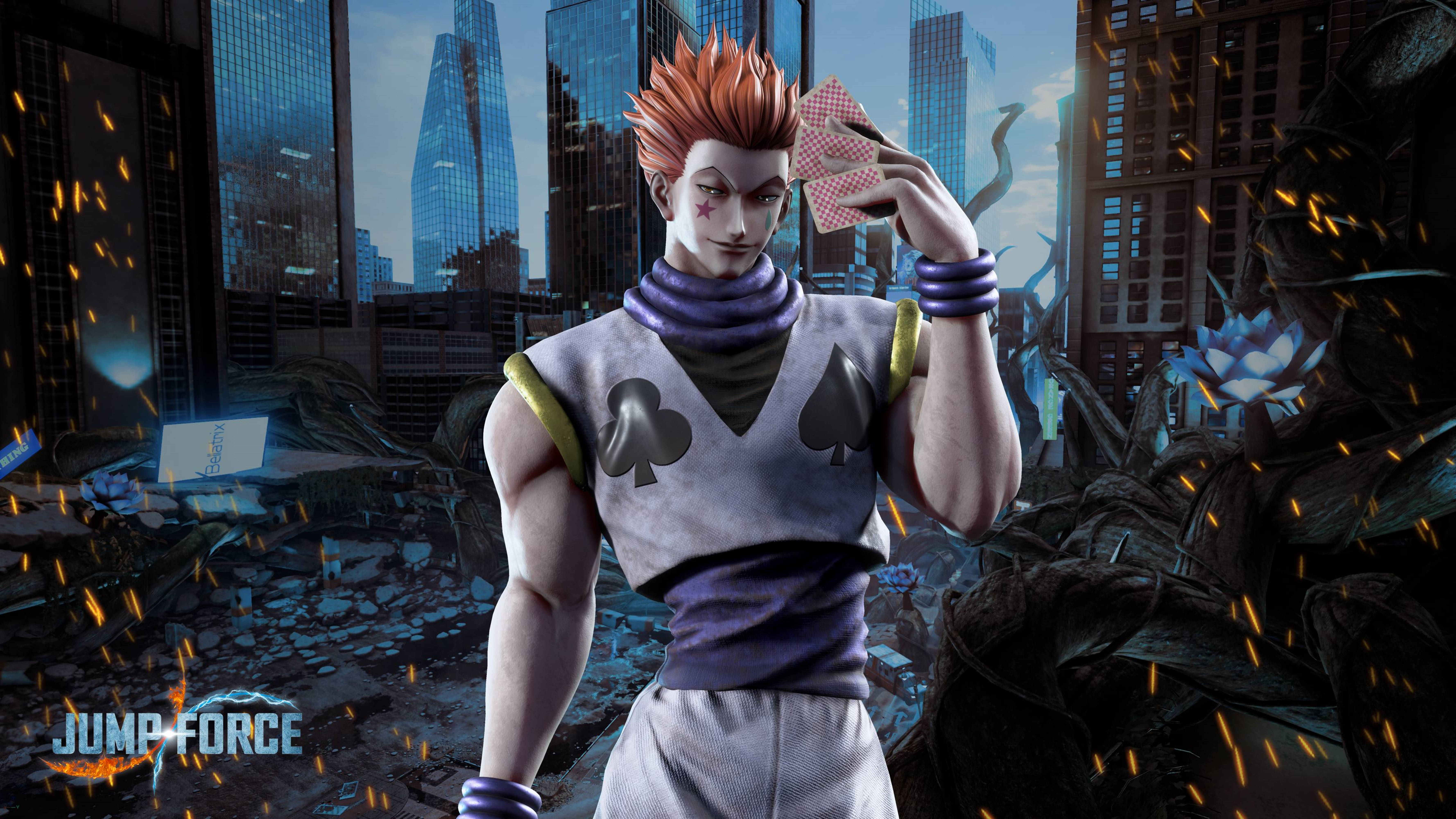 Hisoka, spiky-haired anime fighter, spade-themed outfit, 5K Desktop Wallpaper