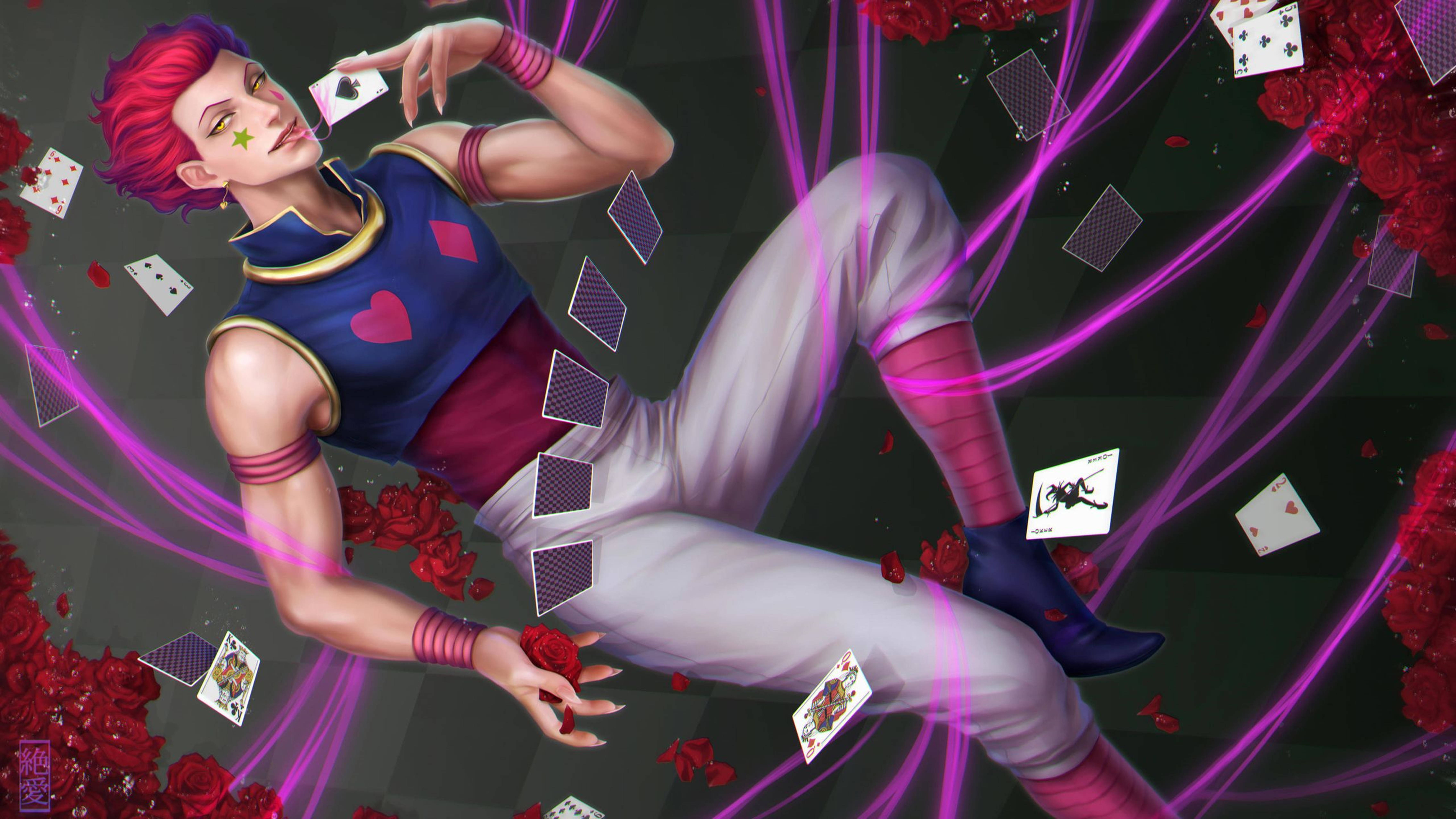 Hisoka, pink hair, star eye-patch, 5K Desktop Wallpaper