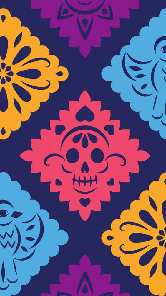 Hispanic, skulls, floral motifs, SD Phone Wallpaper