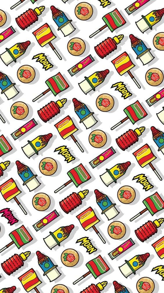Hispanic, cartoonish lip gloss tubes, rose cookies, SD Phone Wallpaper