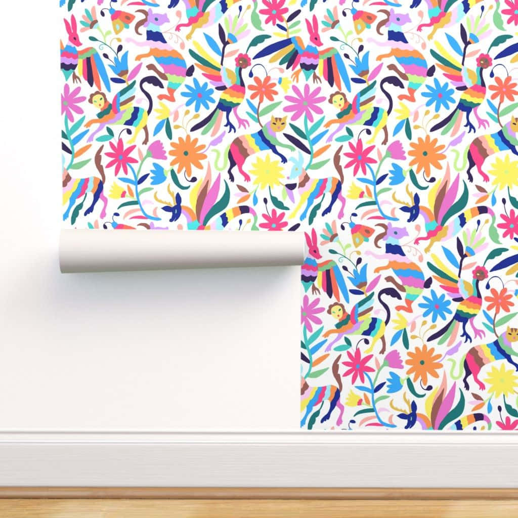 papel picado, stylized animals, flowers, SD Desktop Wallpaper