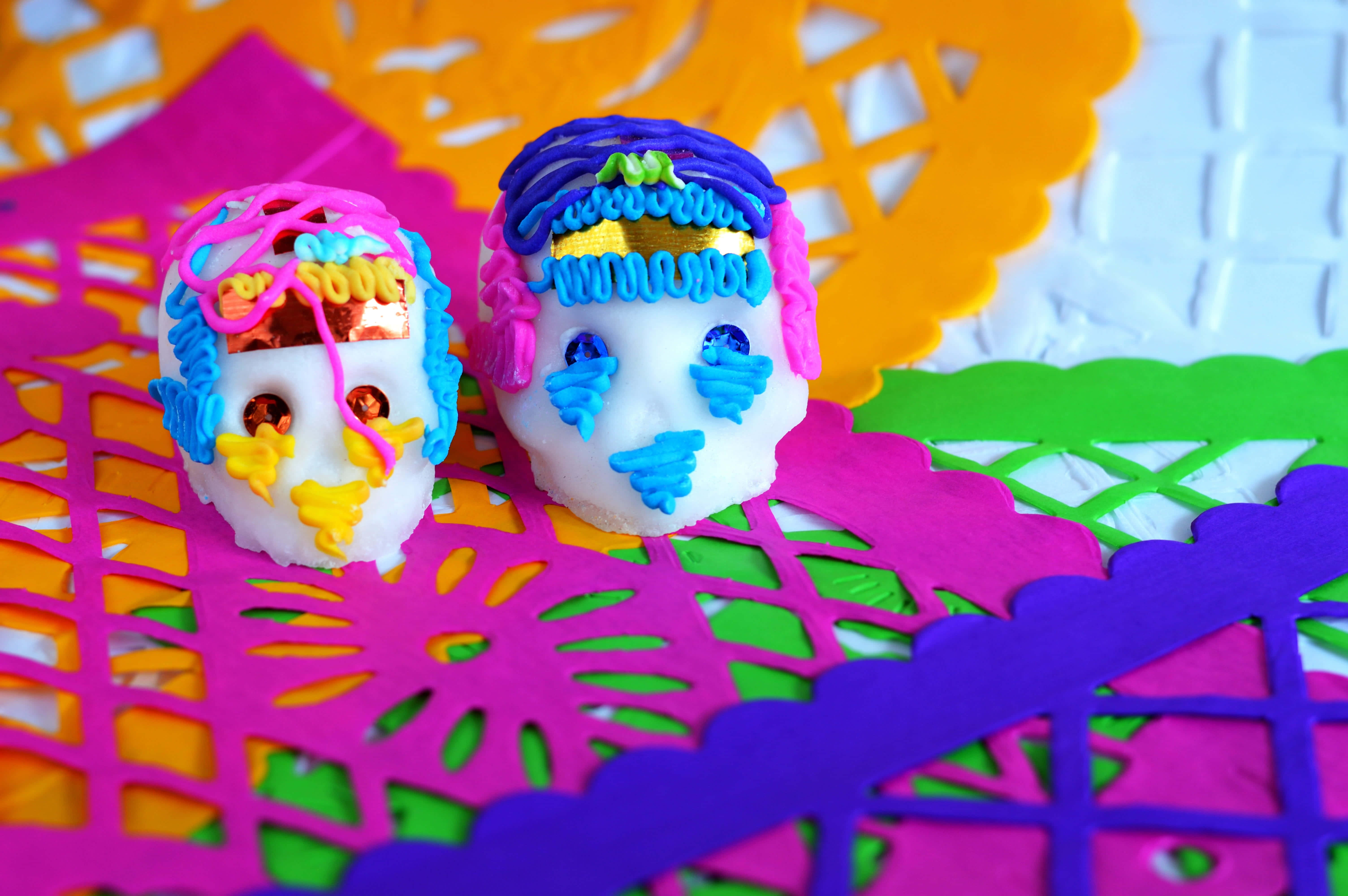 sugar skulls, papel picado, colorful, 5K Desktop Wallpaper