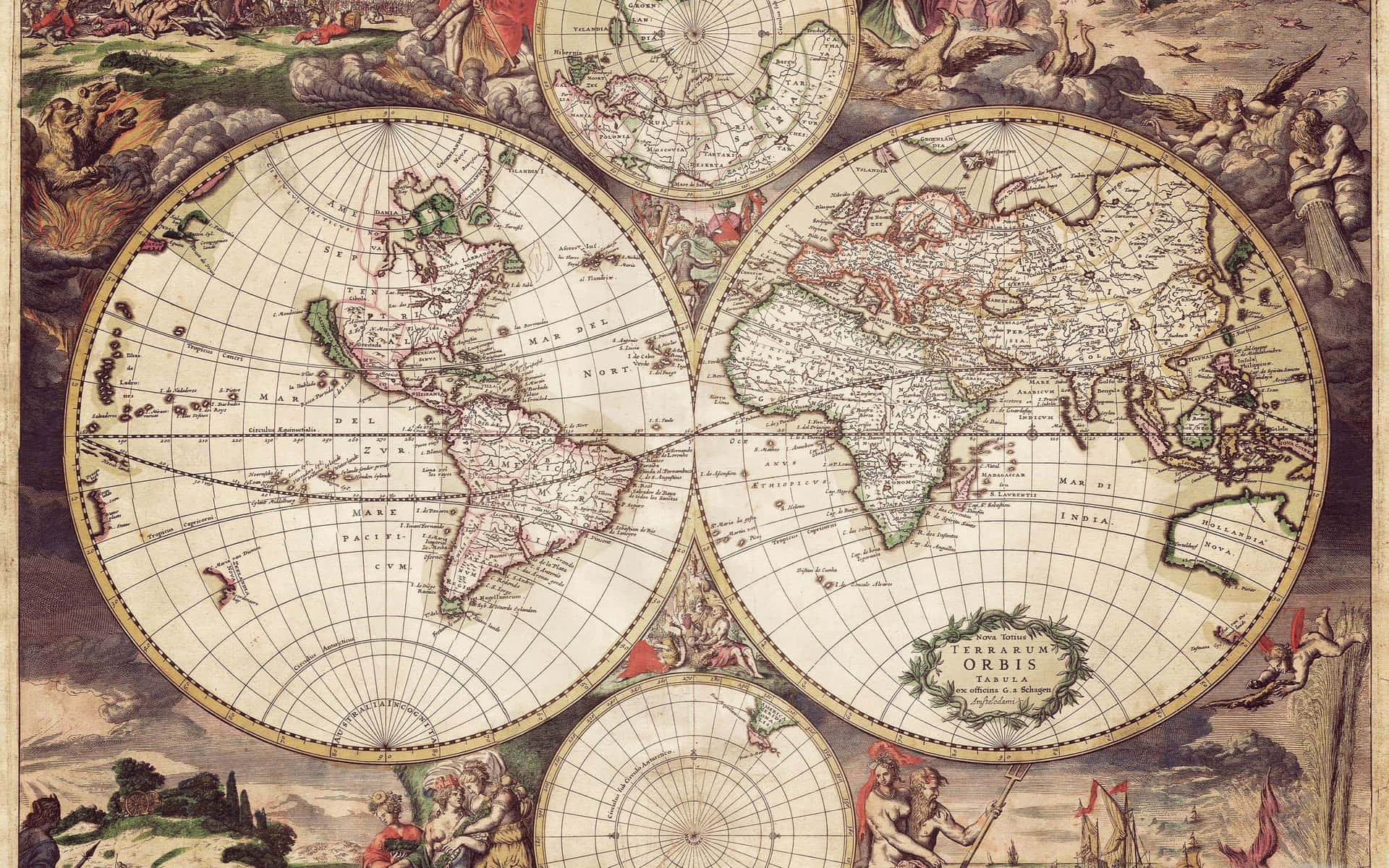 vintage world map, twin hemispheres, antique world map, Full HD Desktop Wallpaper