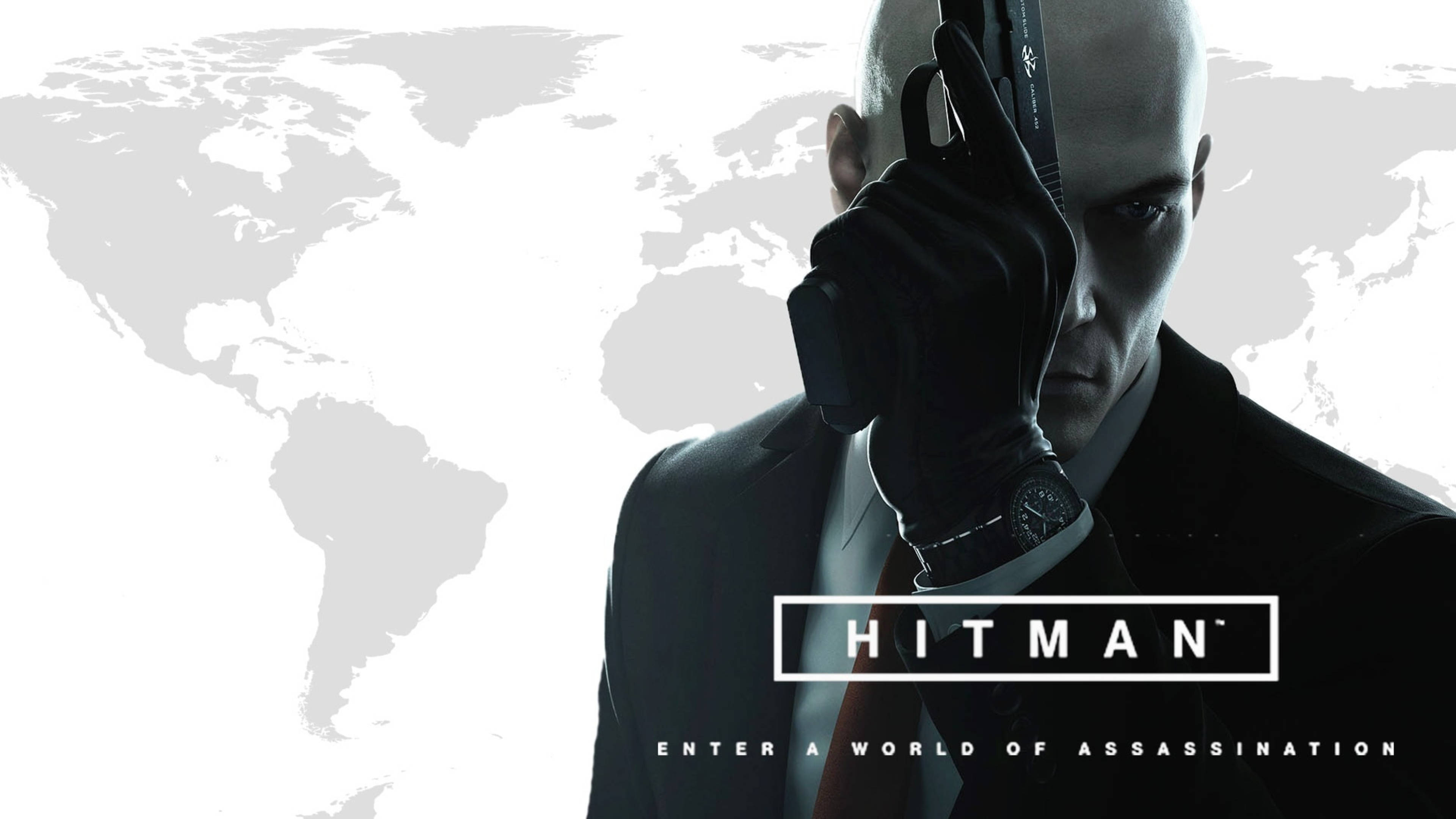 Hitman, 4K World Map, bald assassin, 4K Desktop Wallpaper