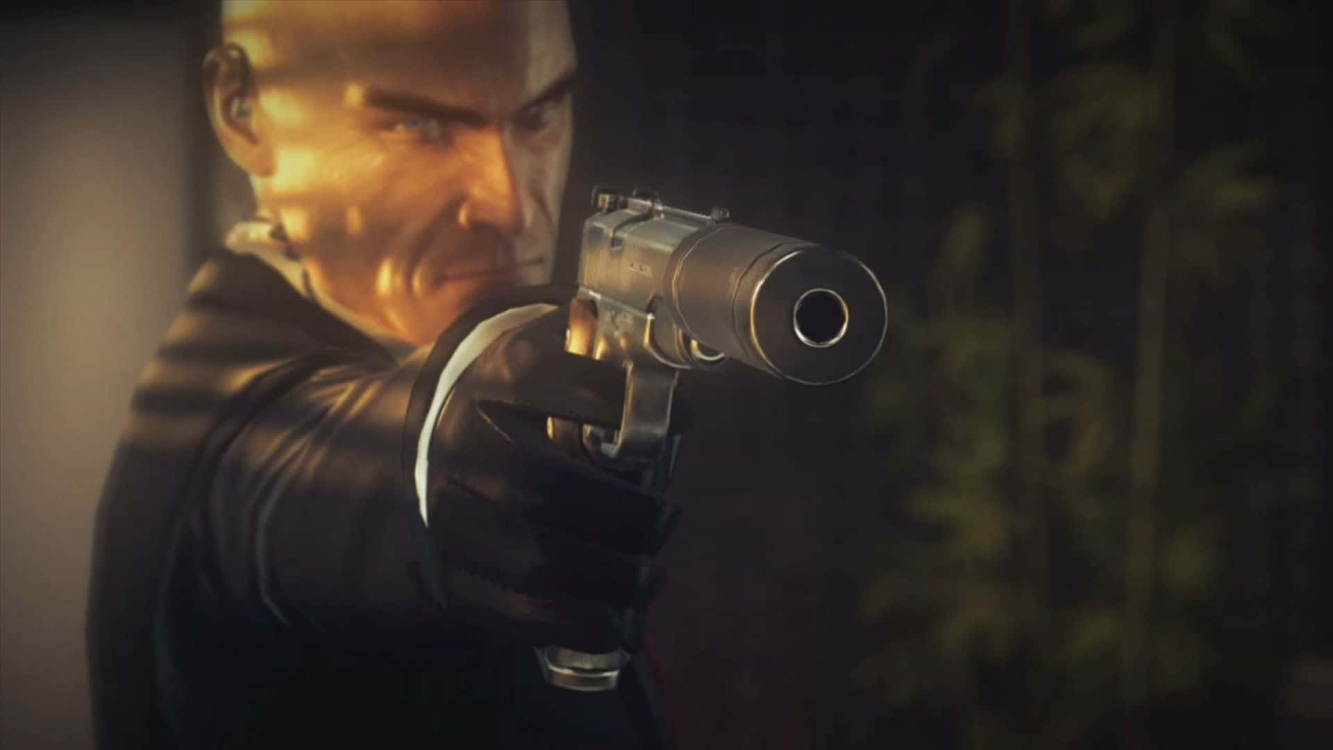 Hitman 3, black suit, silenced pistol, Full HD Desktop Wallpaper