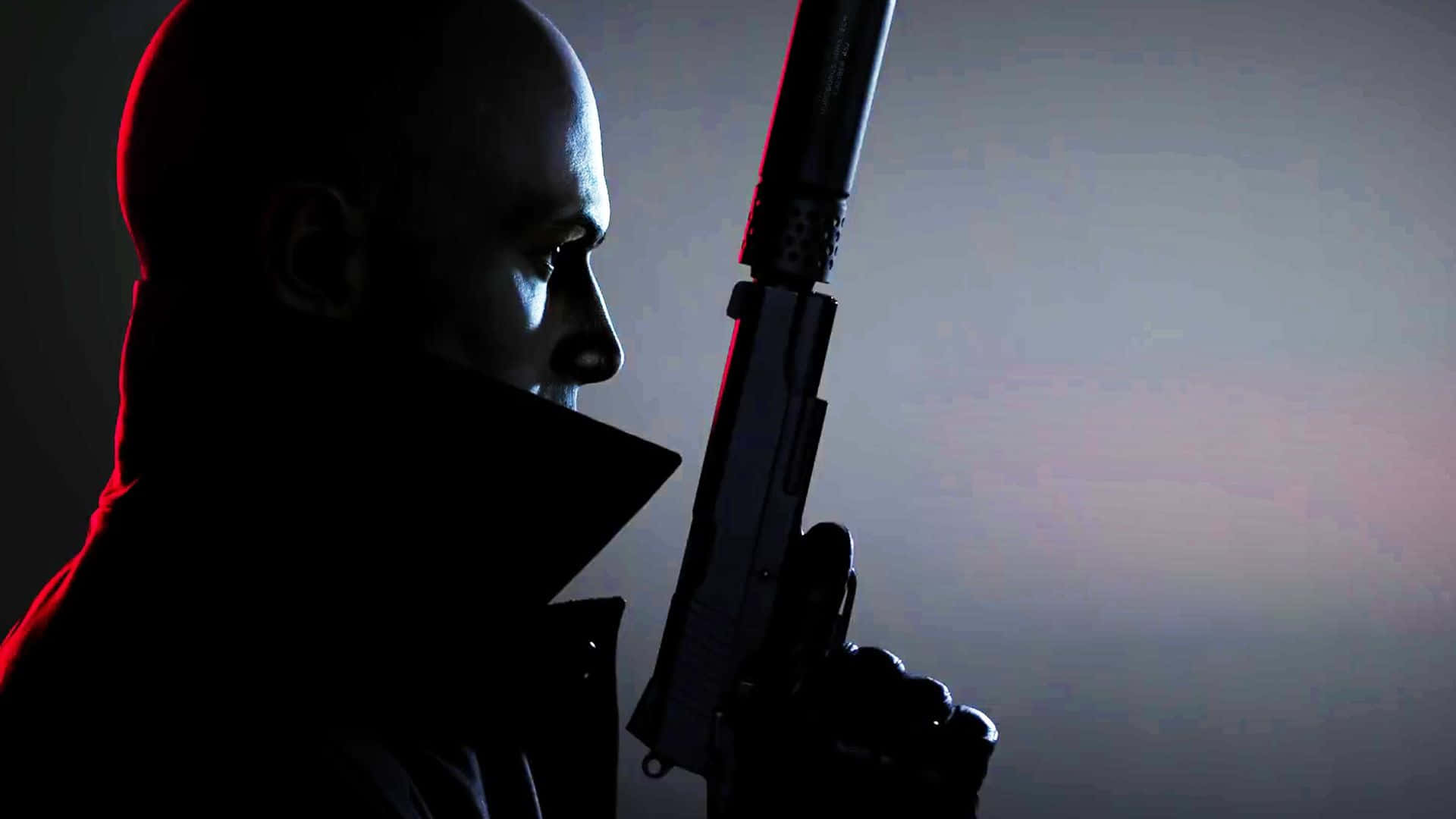 Hitman 3, bald man, silhouette, Full HD Desktop Wallpaper
