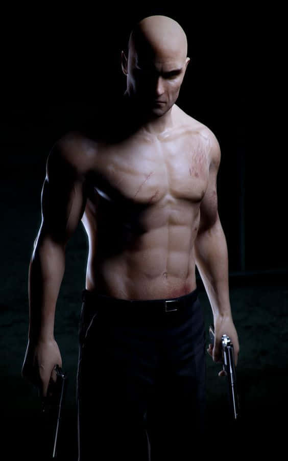 Hitman 3, bald muscular man, scars, SD Phone Wallpaper
