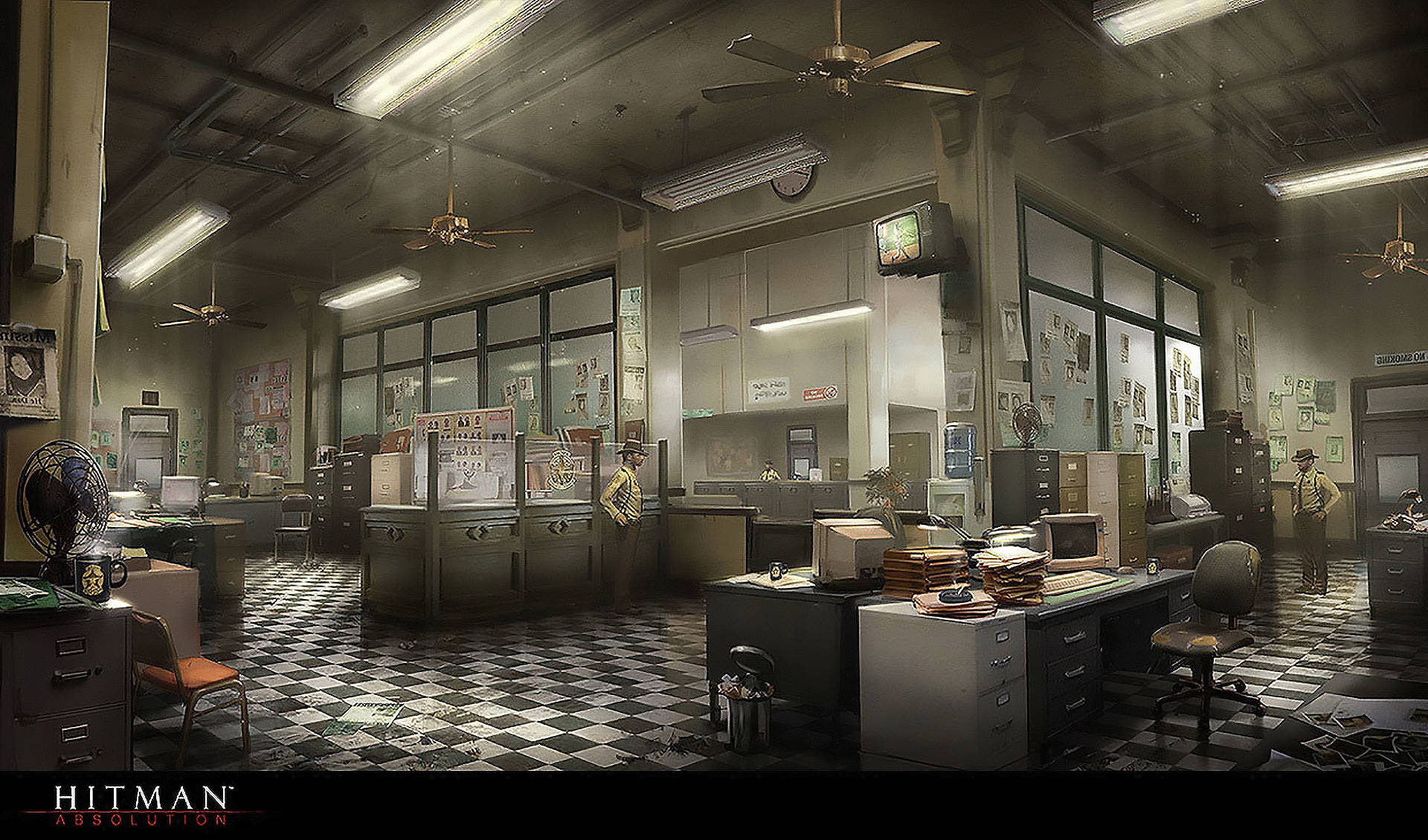 Hitman Absolution HD, office, police station, Full HD Desktop Wallpaper