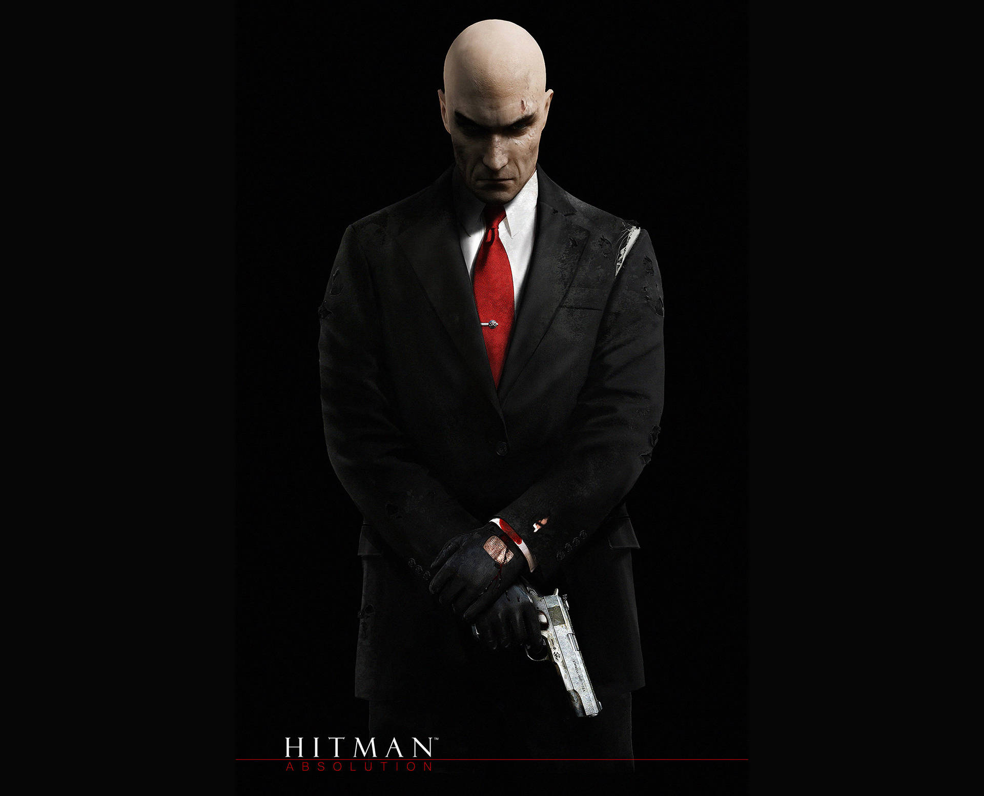 Hitman Absolution HD, silver gun, bald man, Full HD Desktop Wallpaper